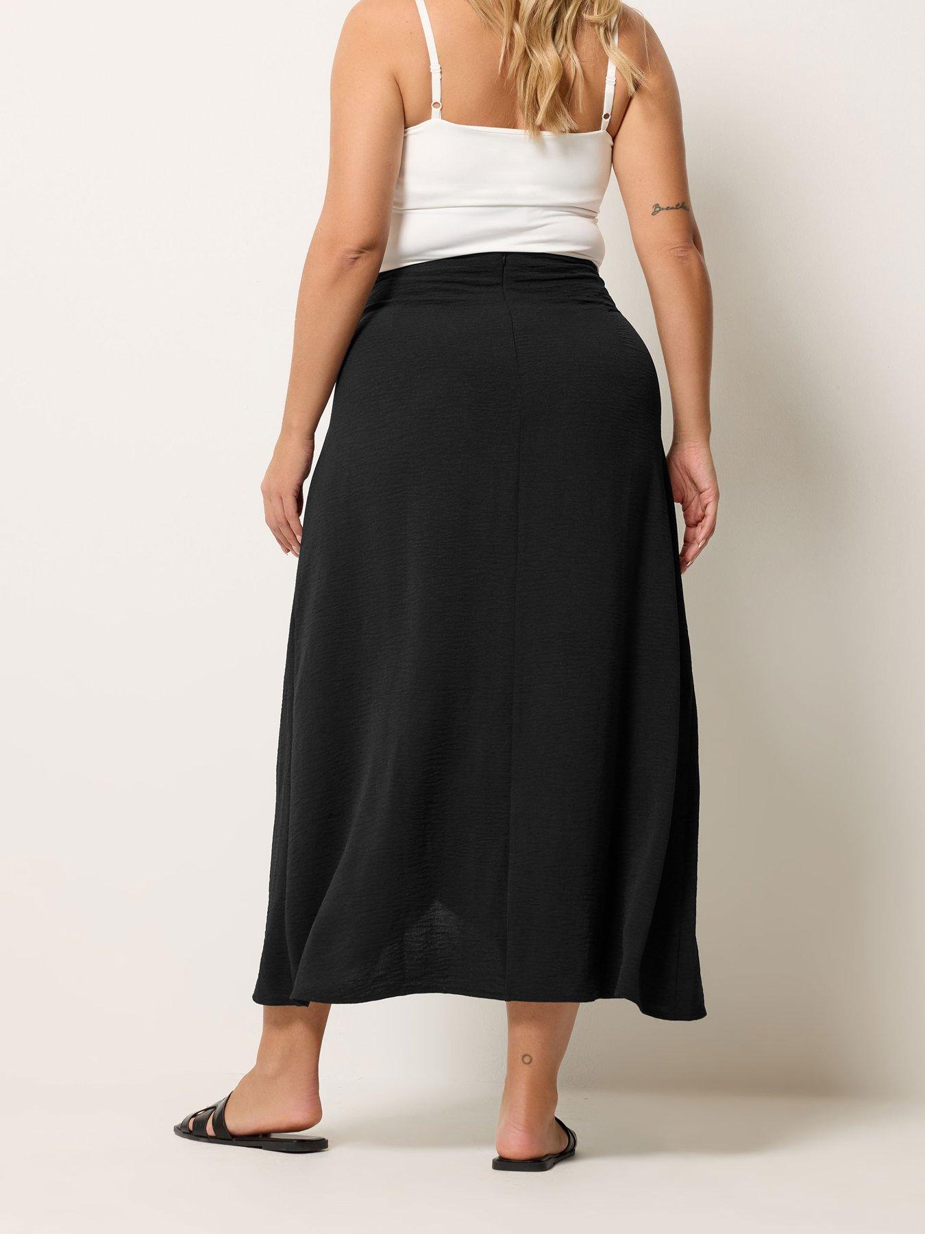 Image 2 of 5 of Yours Curve Wrap Over Skirt - Black