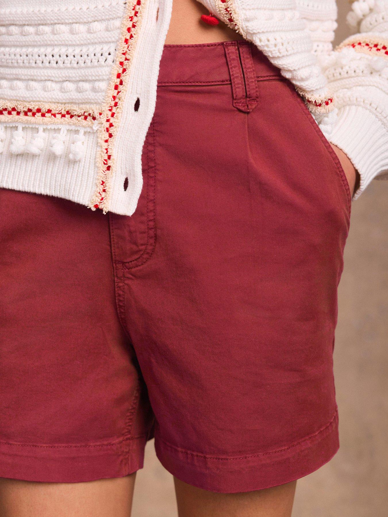 Image 3 of 6 of Mint Velvet Pleated Chino Short - Red