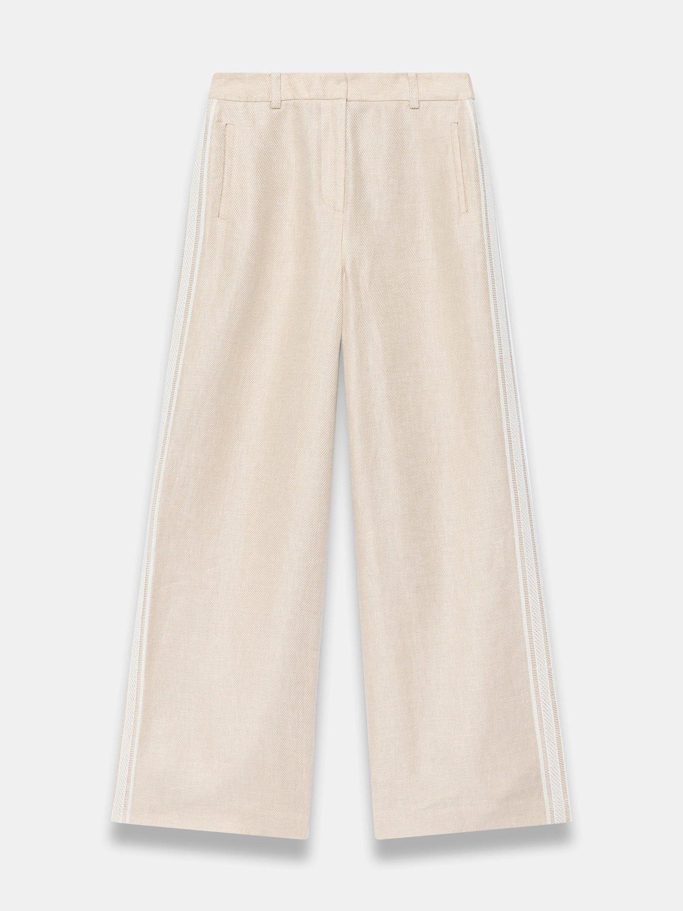 Image 5 of 6 of Mint Velvet Linen Stripe Trousers - Cream