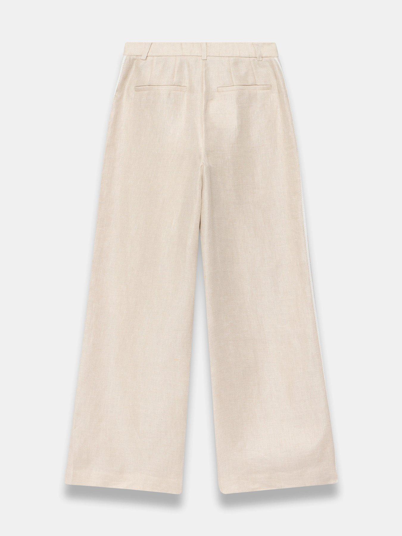 Image 6 of 6 of Mint Velvet Linen Stripe Trousers - Cream