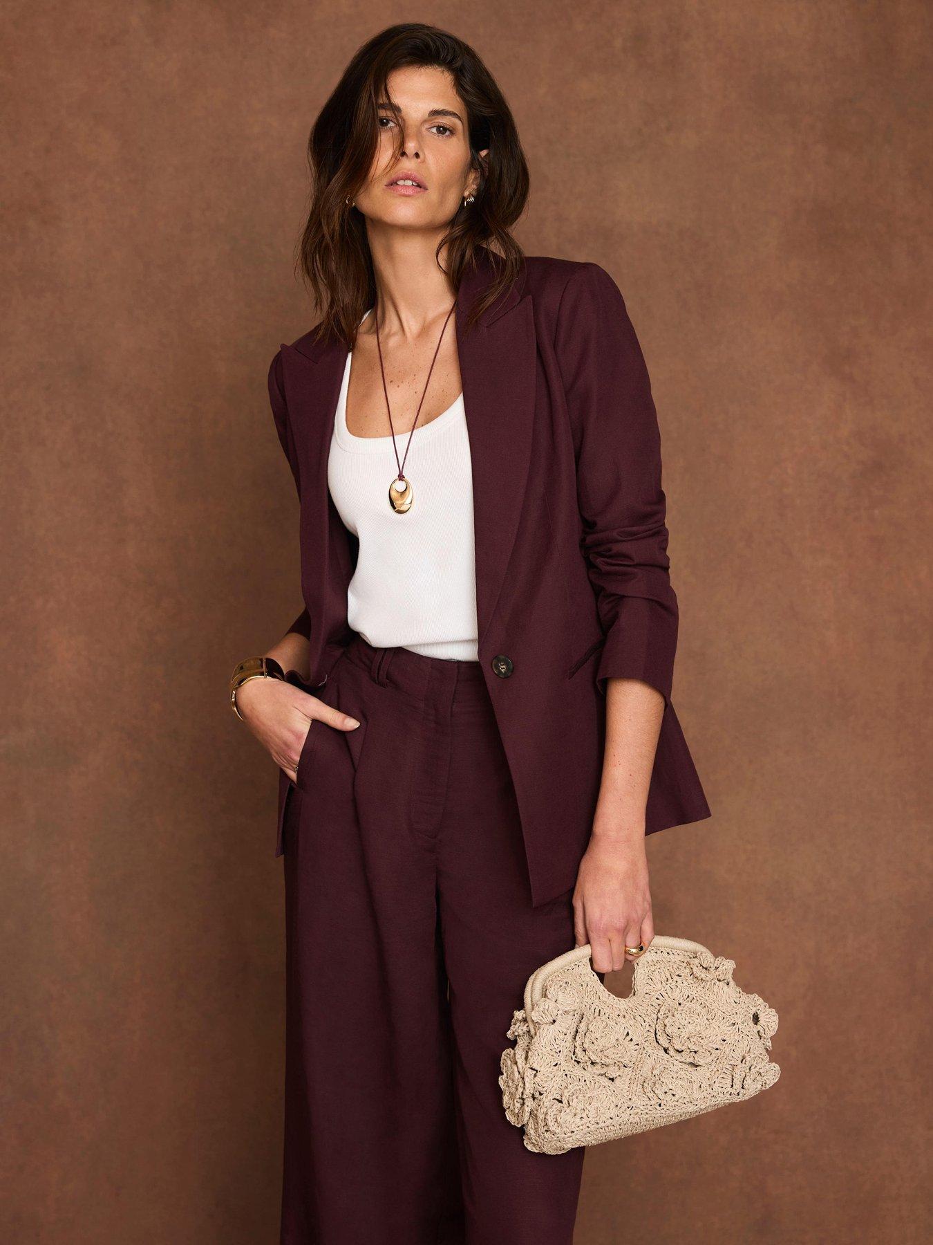 Mint Velvet Burgundy Sb Linen Blazer