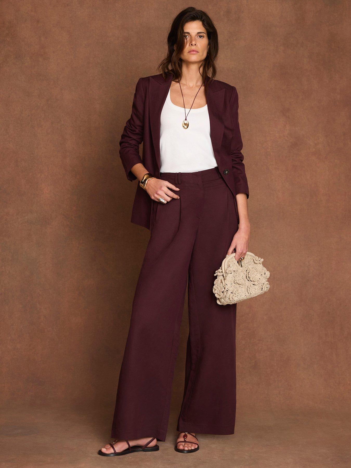 Image 3 of 6 of Mint Velvet Single Breasted Linen Blazer - Burgundy