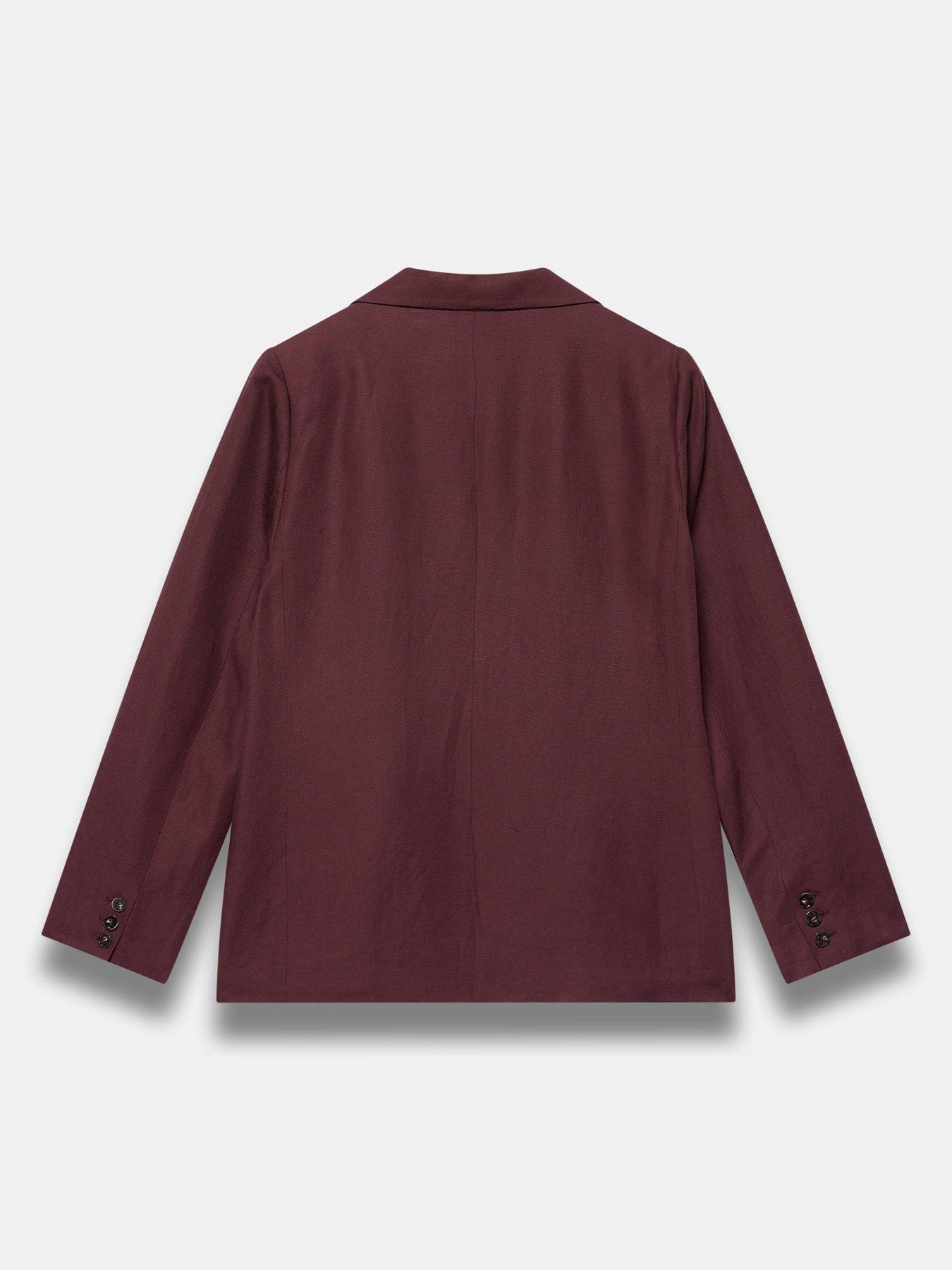 Image 6 of 6 of Mint Velvet Single Breasted Linen Blazer - Burgundy