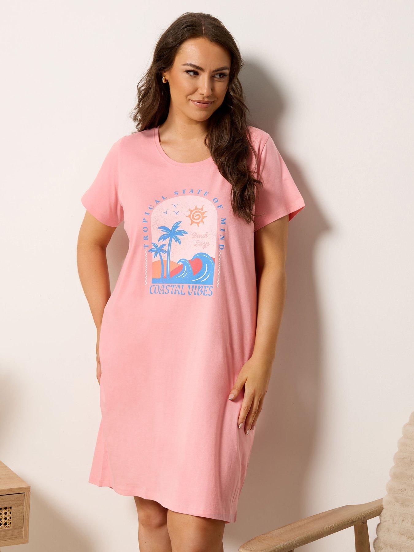 yours-curve-coastal-vibes-dipped-back-nightdress-pink