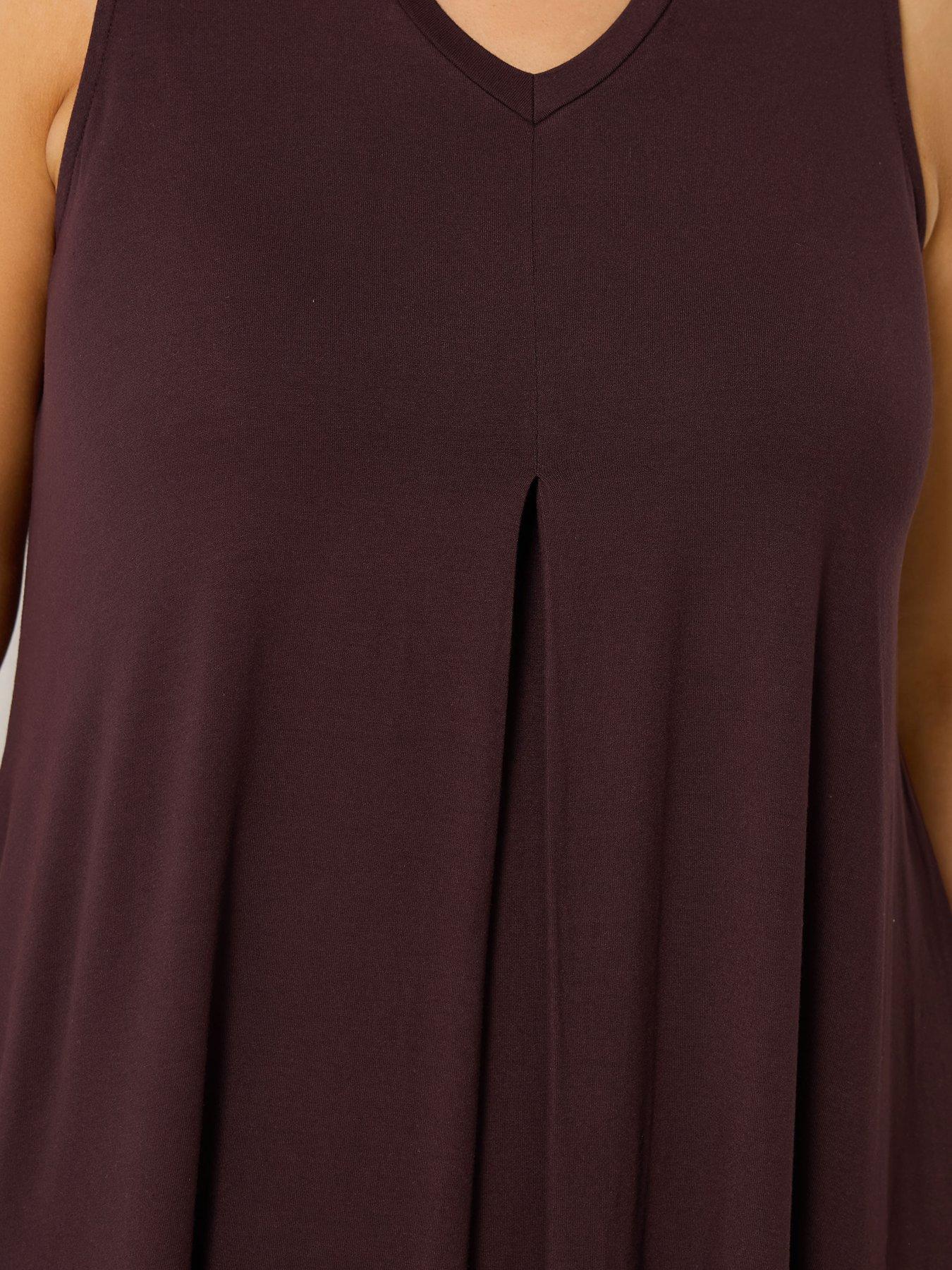 Image 4 of 5 of Yours Curve Pleat Front Vest - Brown