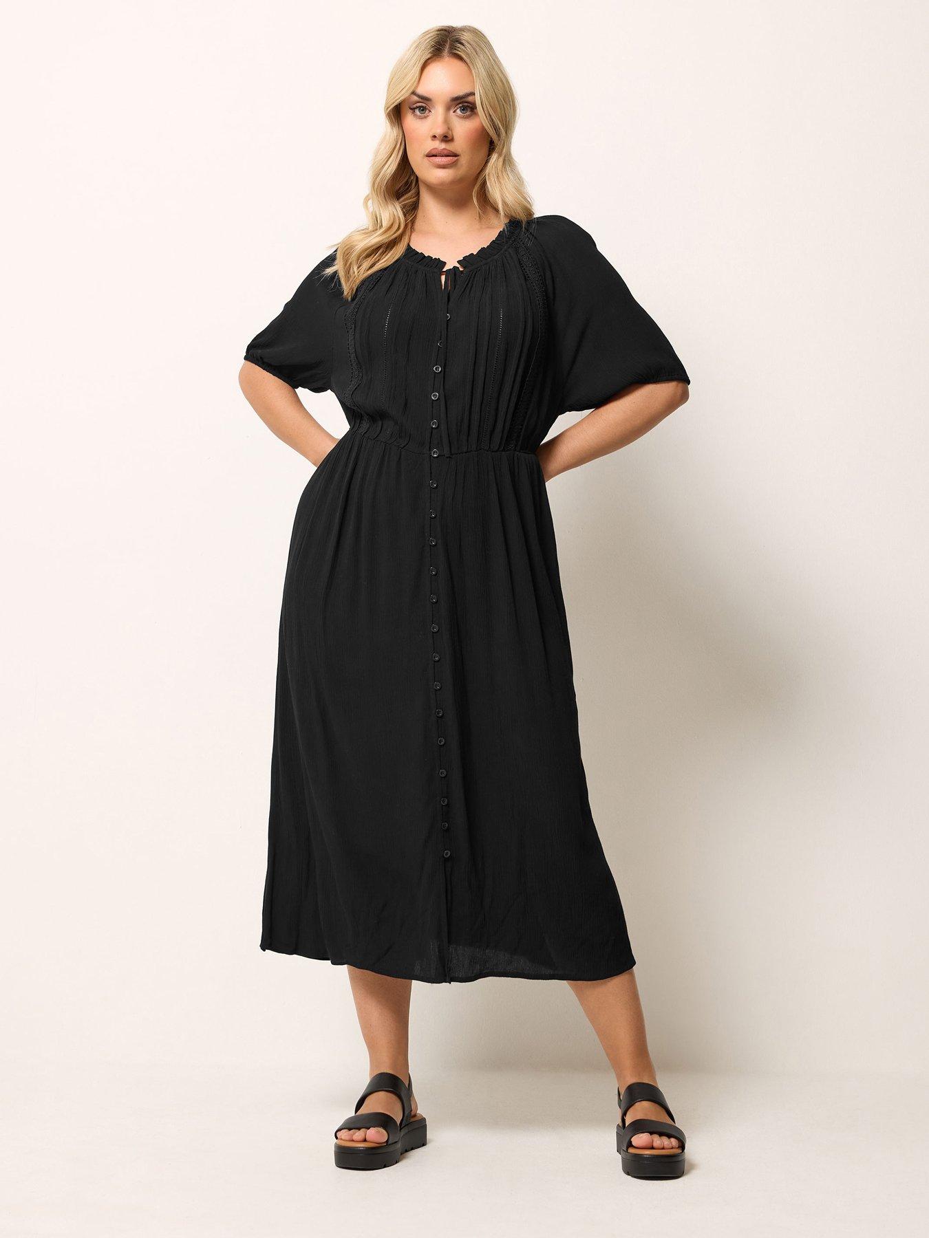 yours-curve-gypsy-pintuck-short-sleeve-dress-black