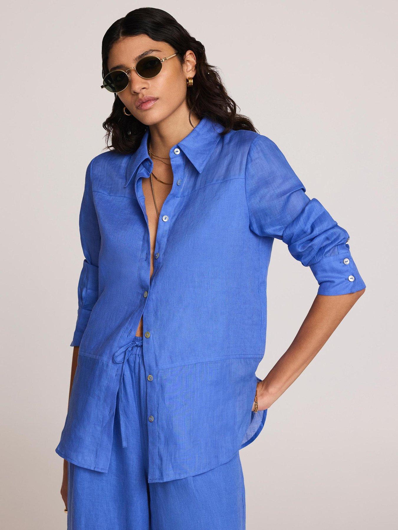 Mint Velvet Blue Linen Mix Shirt