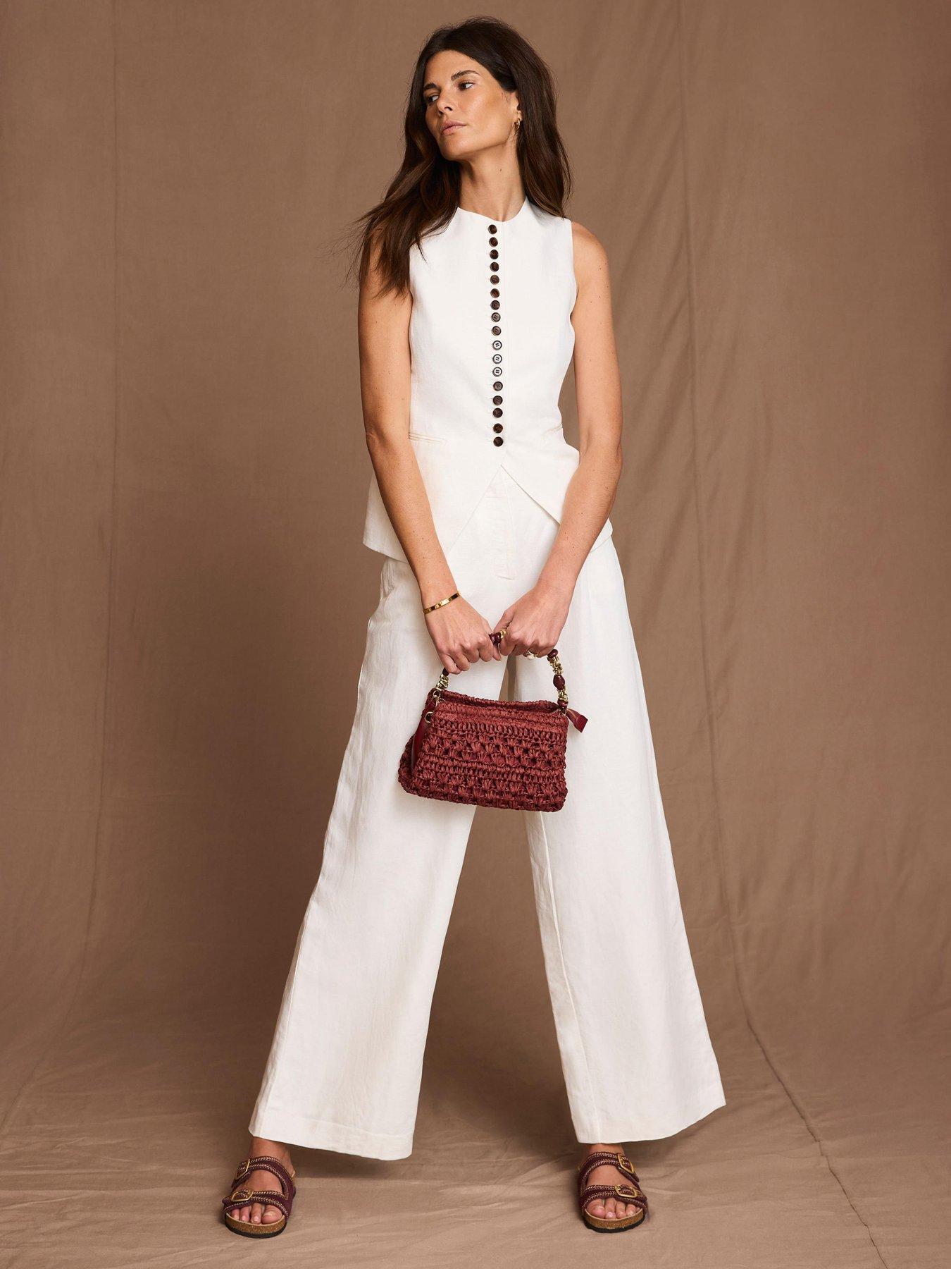 Image 3 of 6 of Mint Velvet Ivory Button Linen Waistcoat