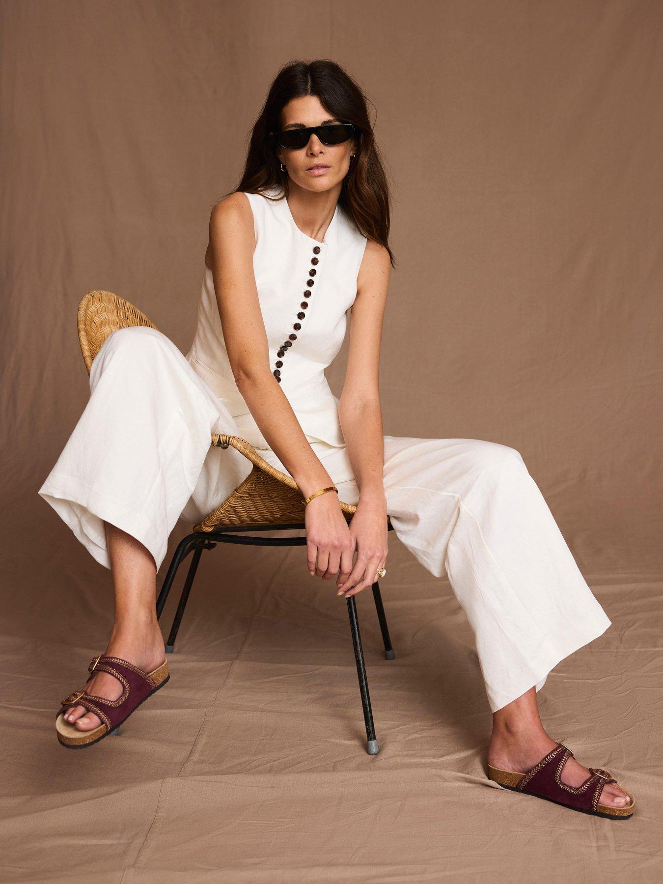 Image 4 of 6 of Mint Velvet Ivory Button Linen Waistcoat