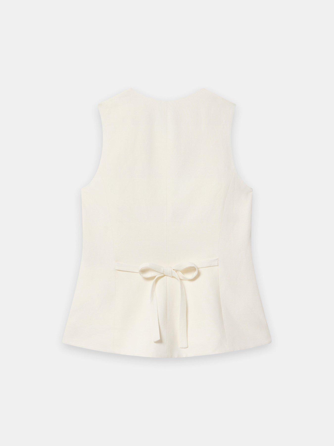 Image 6 of 6 of Mint Velvet Ivory Button Linen Waistcoat