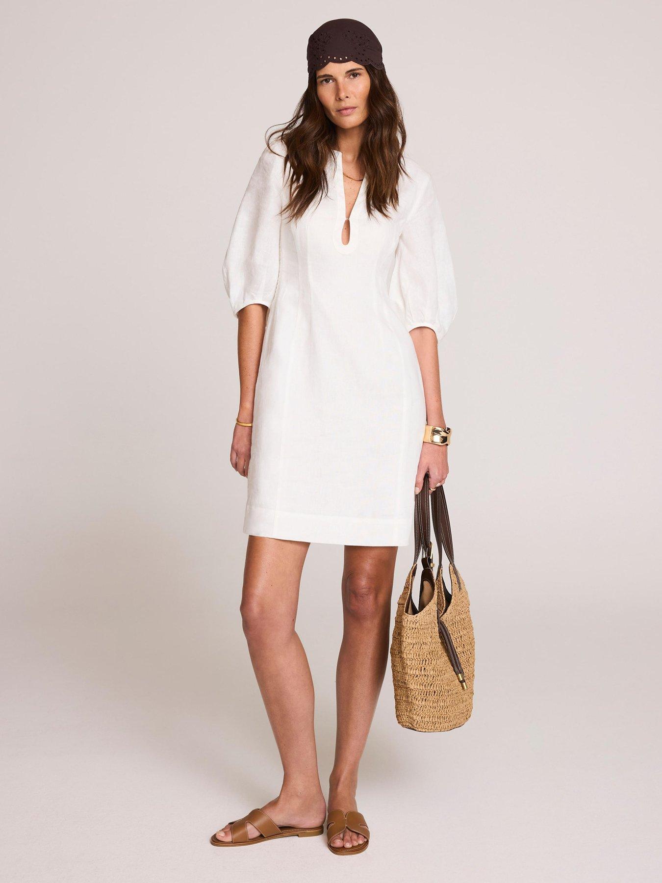  image of mint-velvet-ivory-linen-mini-dress