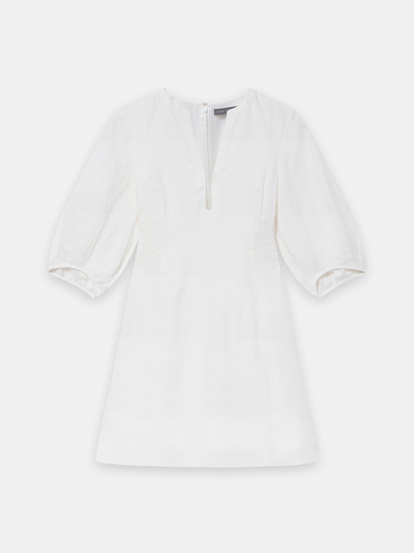  image of mint-velvet-ivory-linen-mini-dress