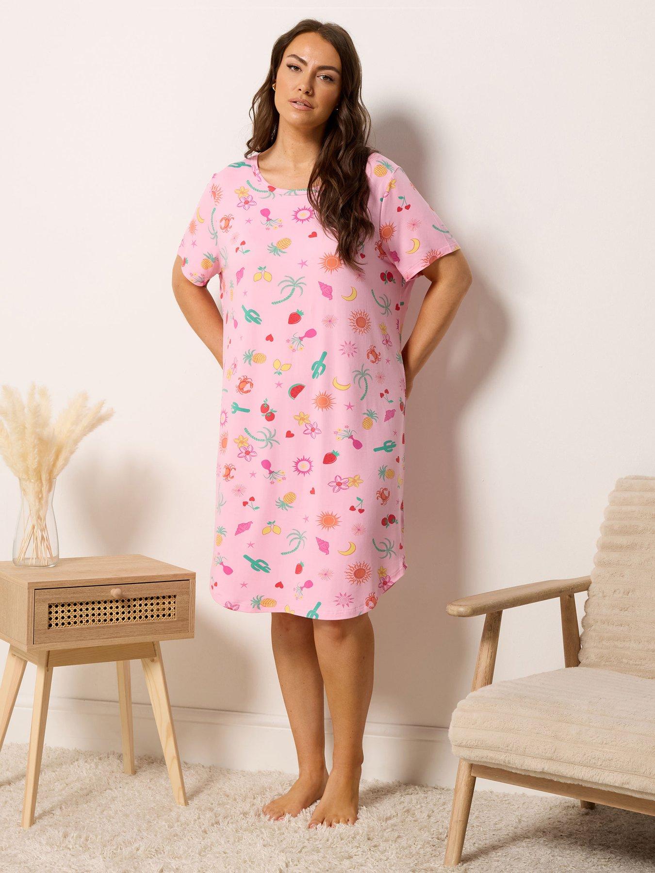 Yours Curve Soft Touch Dipped Back Nightdress - Pink
