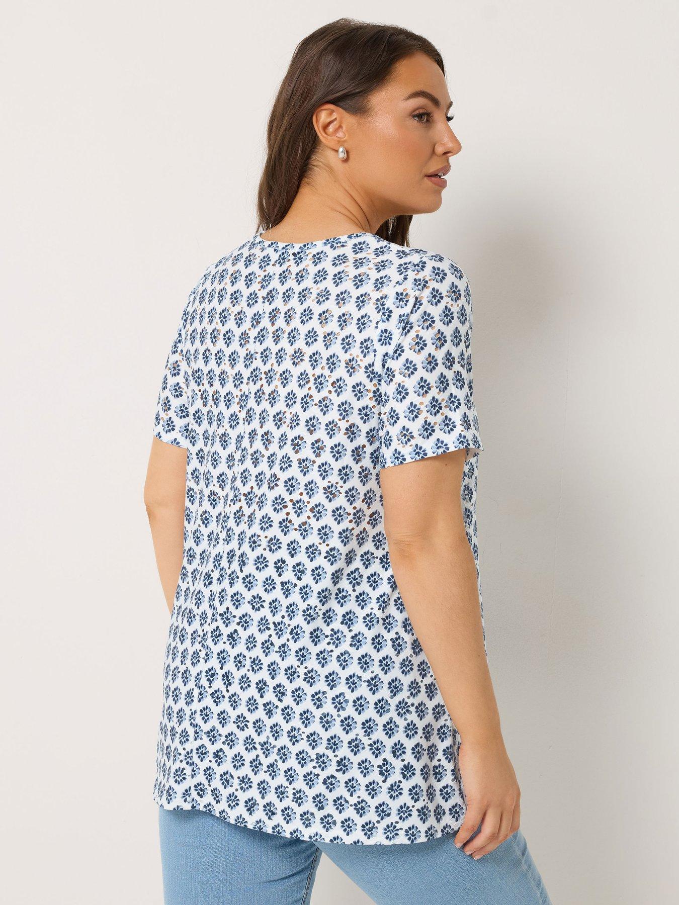 stillFront image of yours-curve-printed-broderie-v-neck-top
