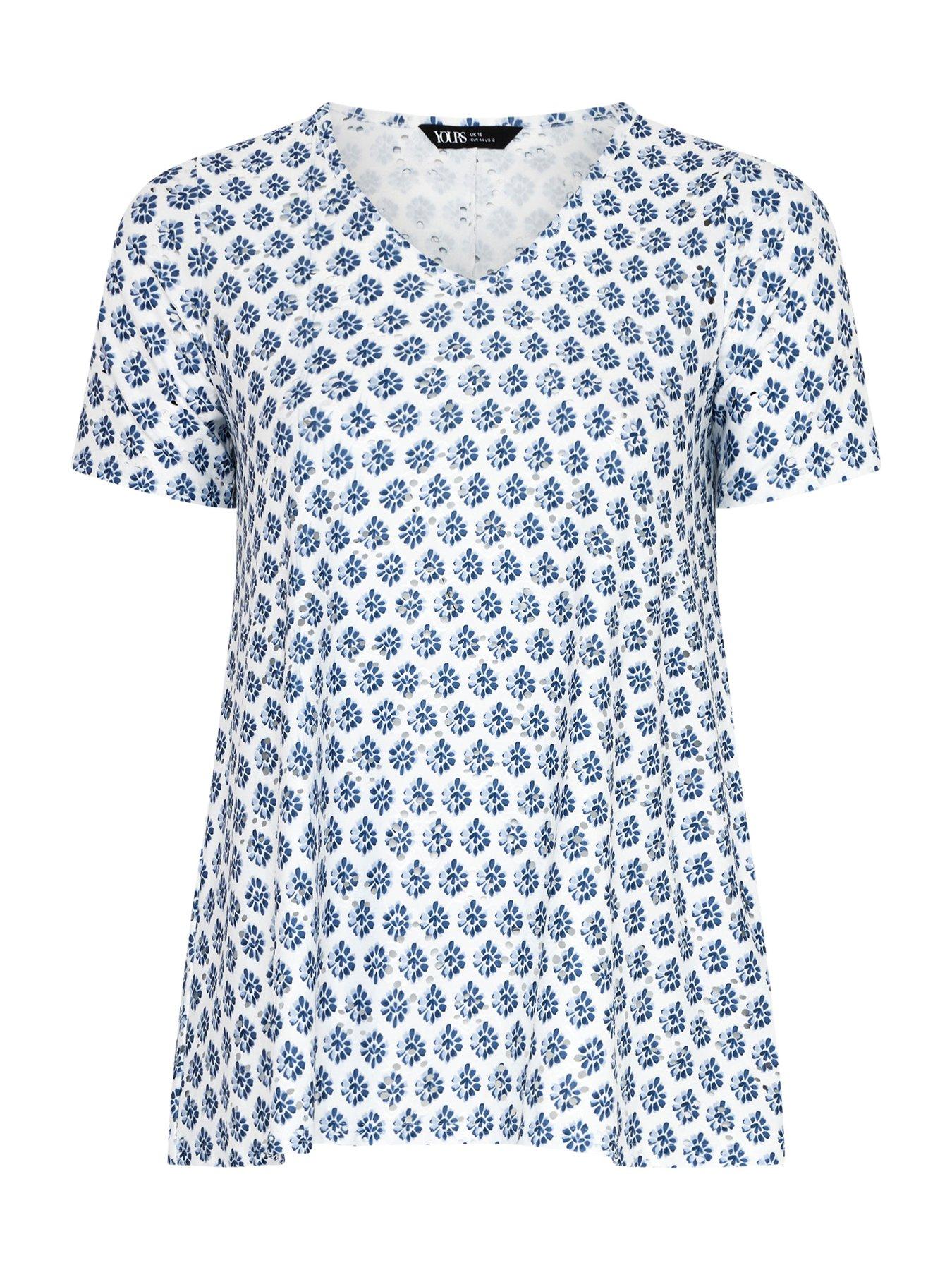 image of yours-curve-printed-broderie-v-neck-top
