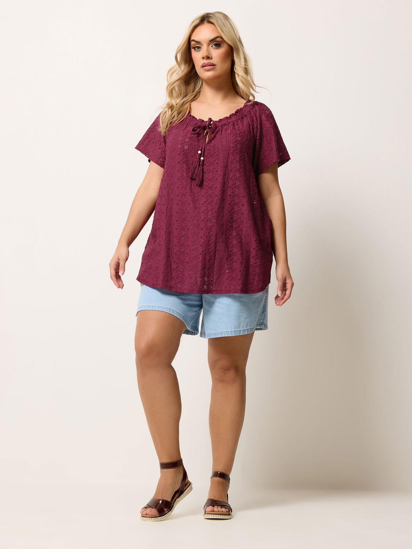 Image 3 of 5 of Yours Curve Broderie Bardot Top