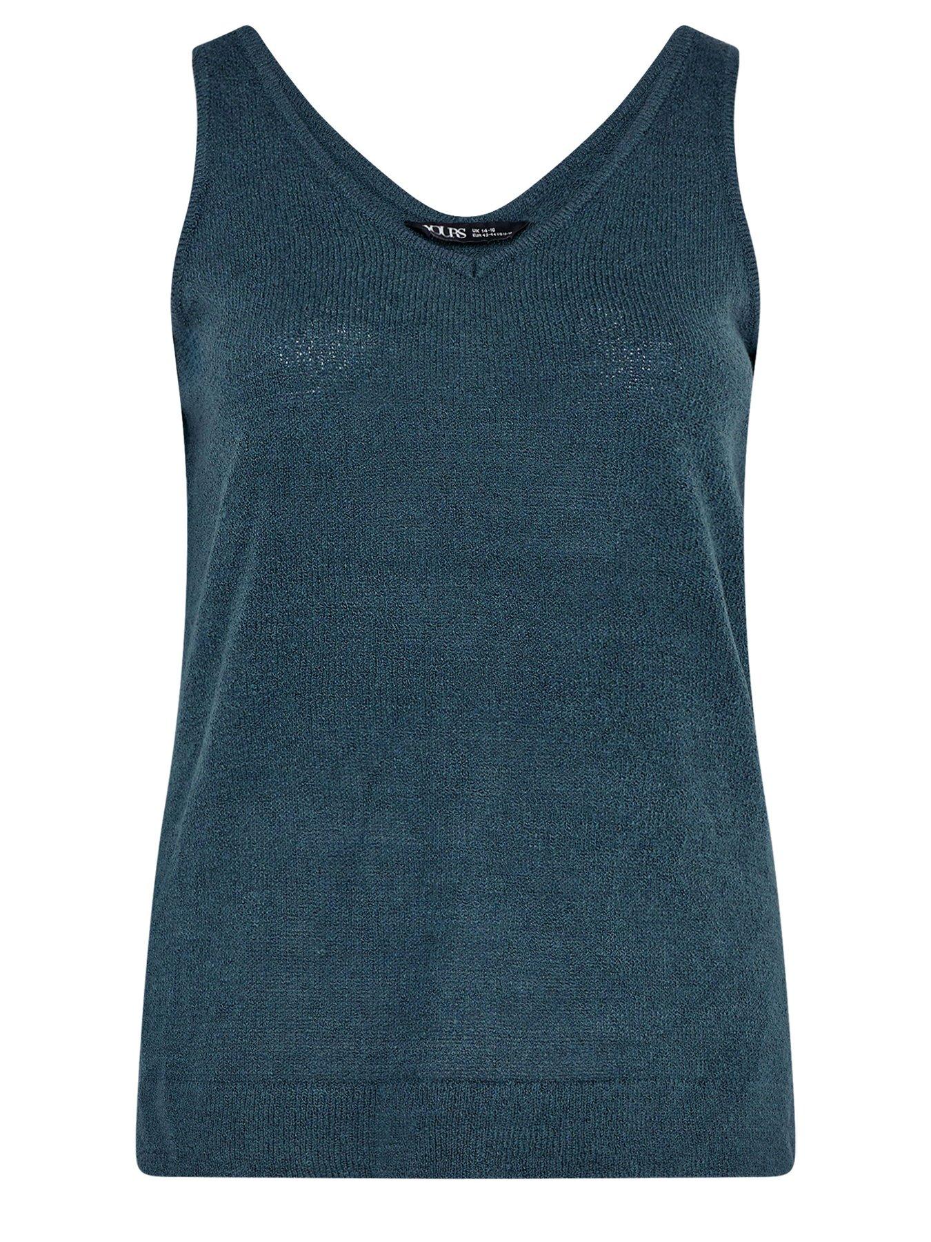 Image 5 of 5 of Yours Curve Smiling Yarn Vest - Blue