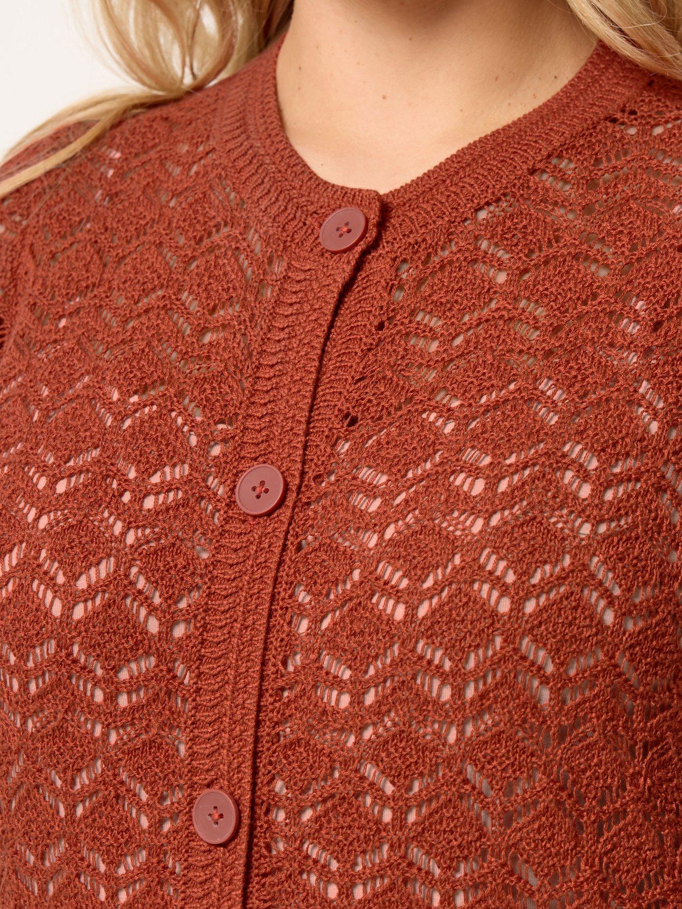 Image 4 of 5 of Yours Curve Button Through Short Sleeve Top - Brown