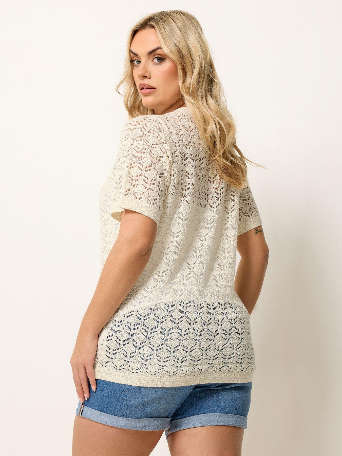 Image 3 of 5 of Yours Curve Button Through Short Sleeve Top - White