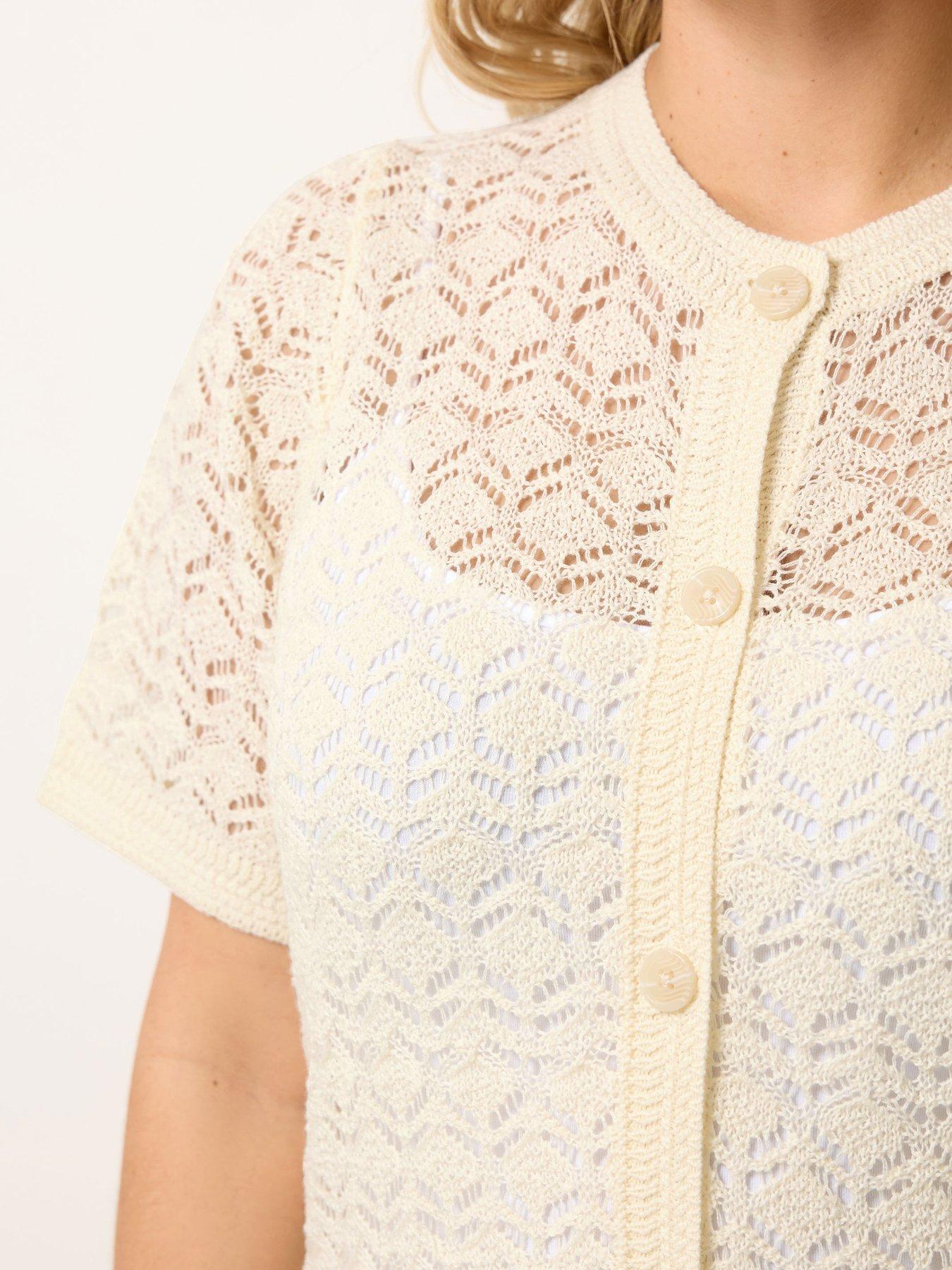 Image 4 of 5 of Yours Curve Button Through Short Sleeve Top - White
