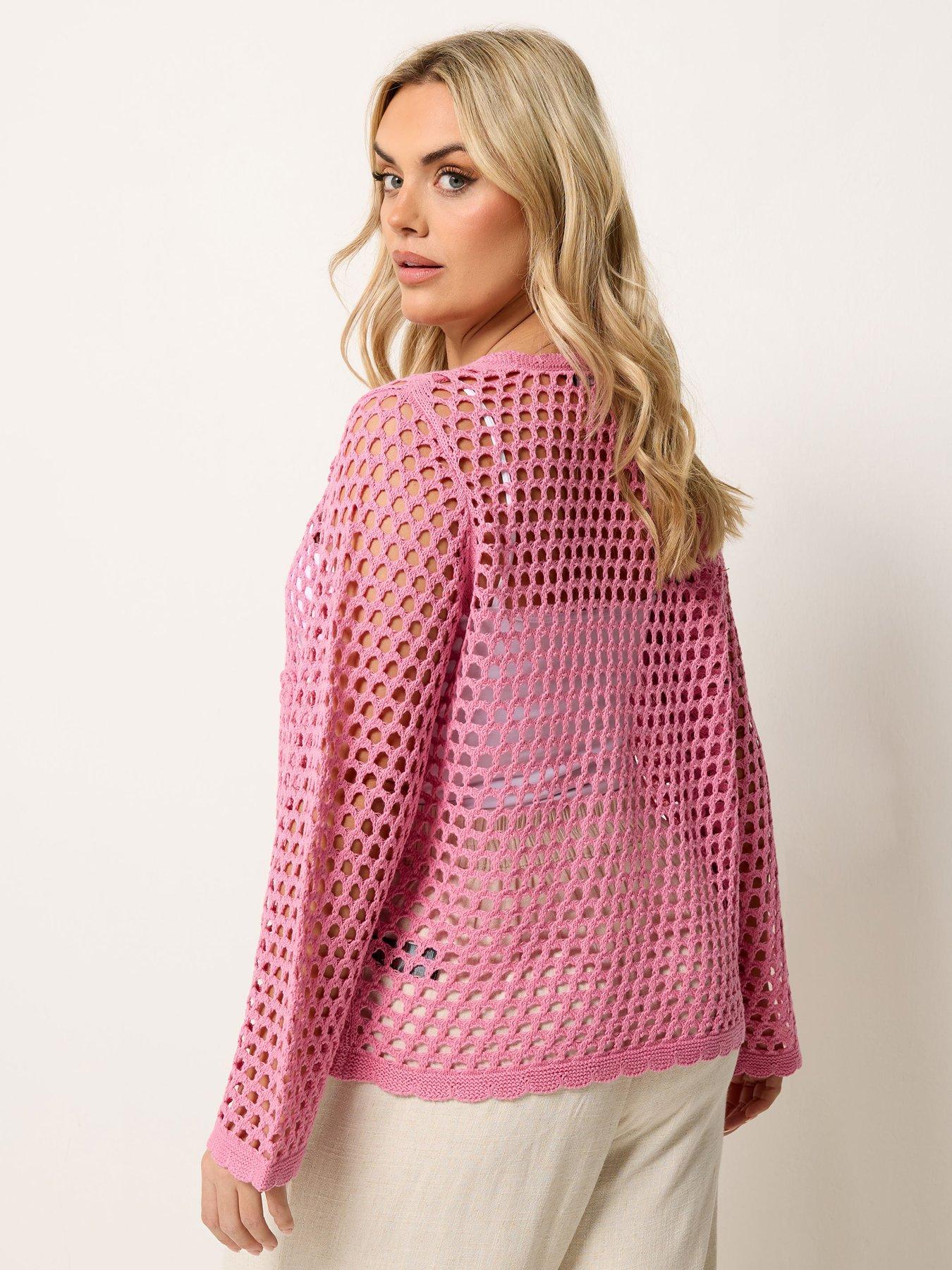 Image 2 of 4 of Yours Curve Flower Applique Shrug - Pink