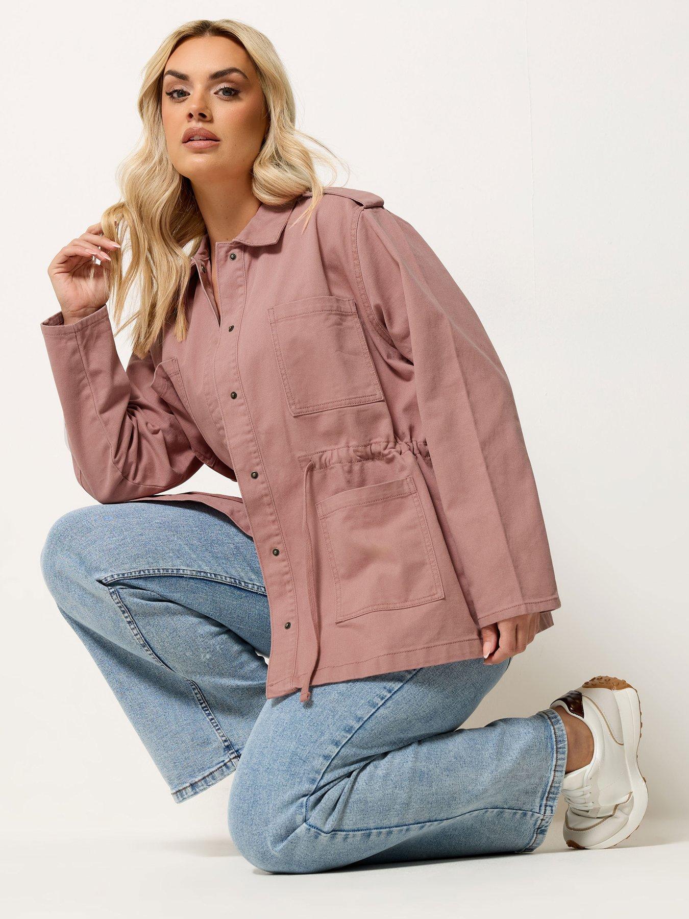 Yours Curve Twill Carpenter Jacket - Pink