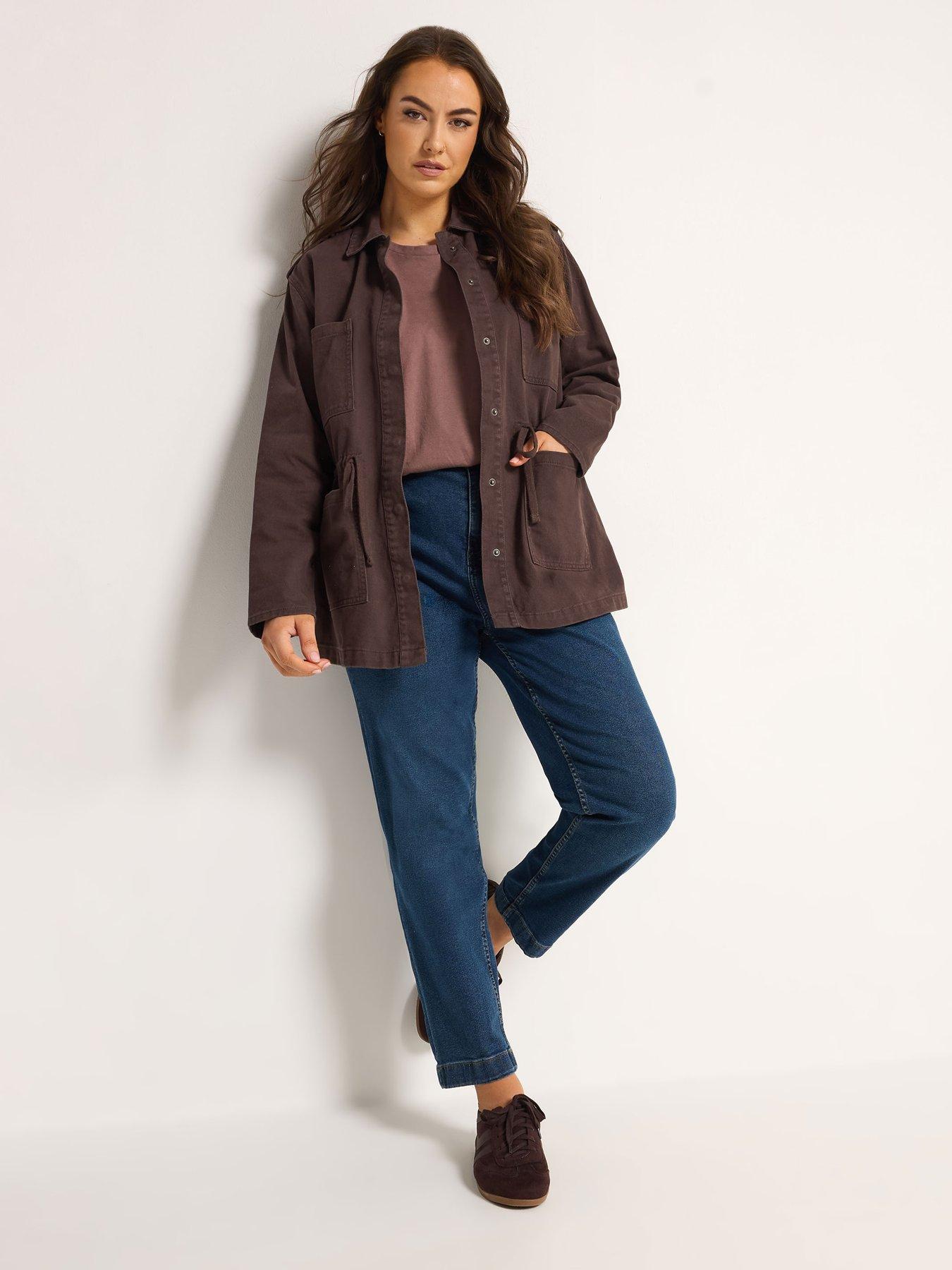 Image 3 of 5 of Yours Curve Twill Carpenter Jacket - Brown