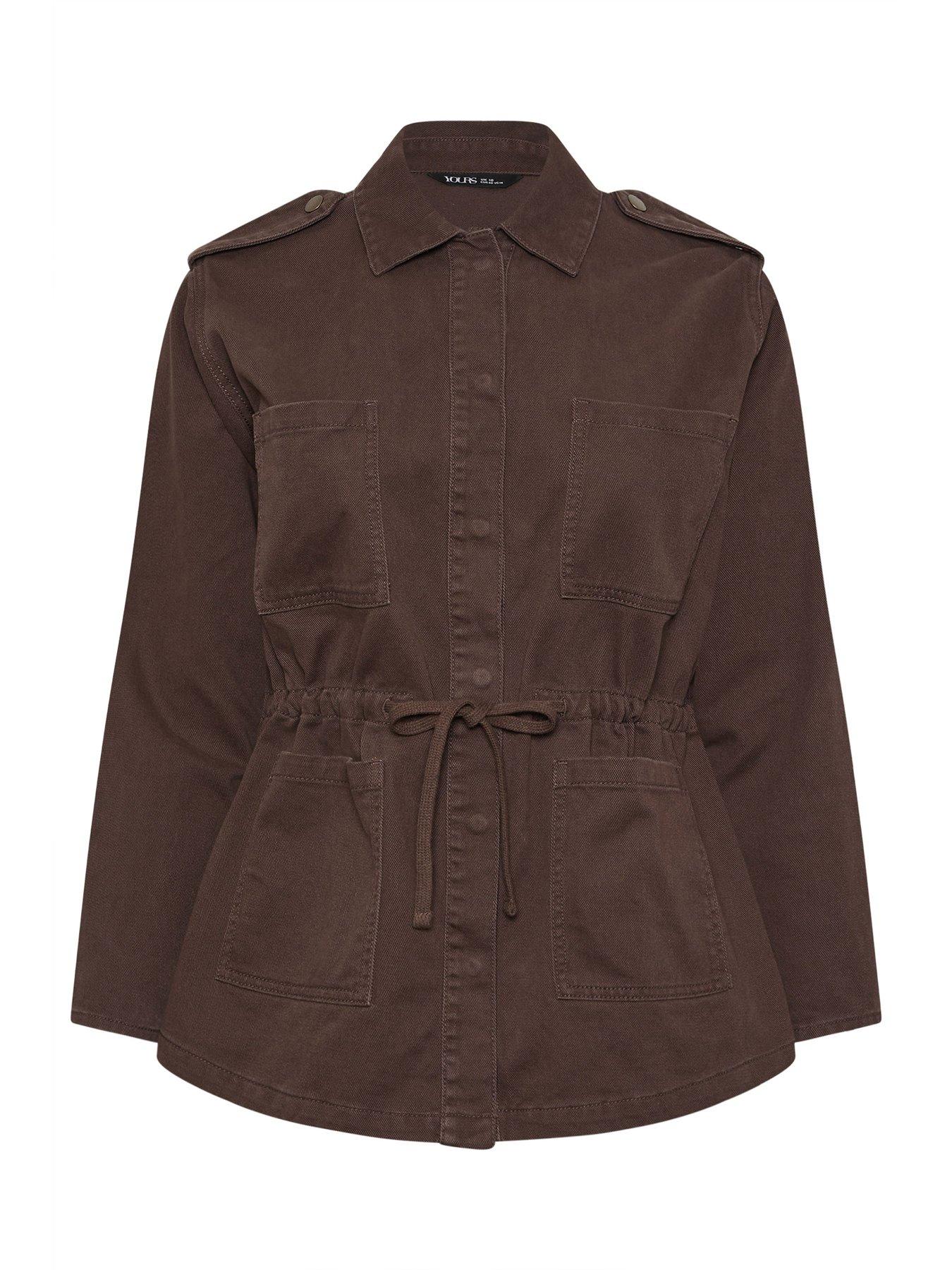 Image 5 of 5 of Yours Curve Twill Carpenter Jacket - Brown