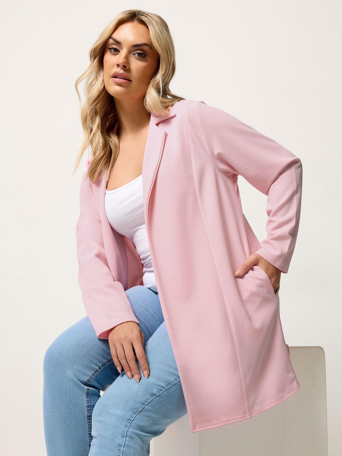 front image of yours-curve-scuba-blazer-pink