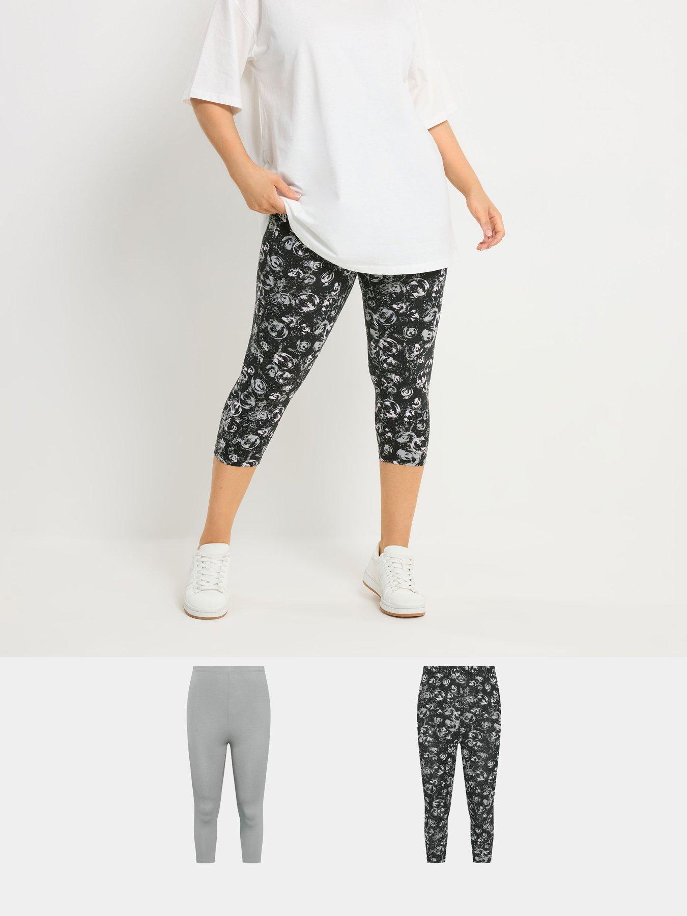 front image of yours-curve-2-pack-cropped-legging-grey