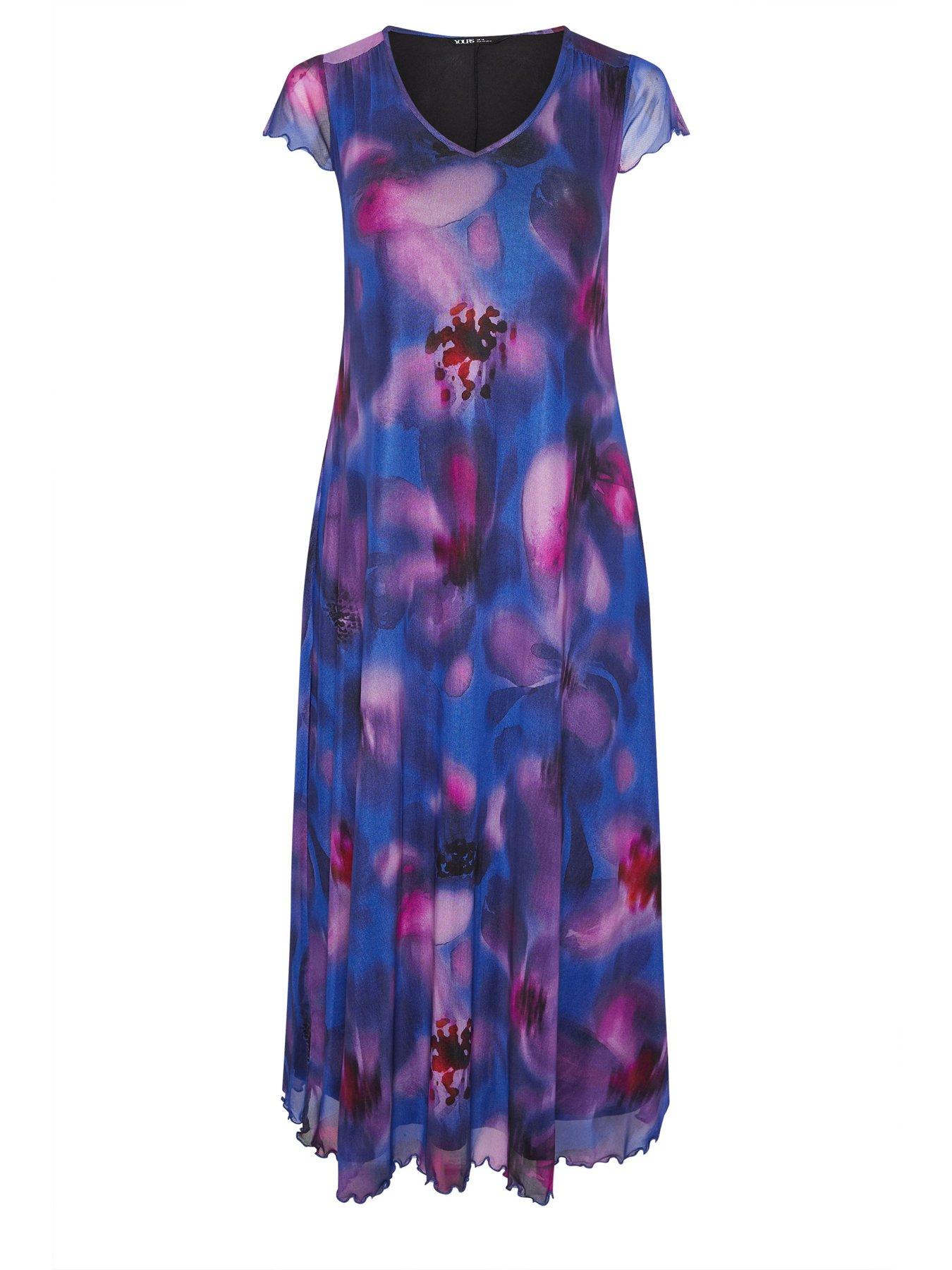 Image 5 of 5 of Yours Curve Mesh A-Line Maxi Dress - Blue