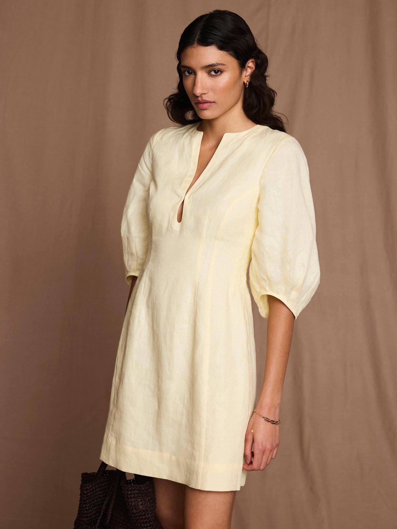 Mint Velvet Linen Mini Dress - Yellow