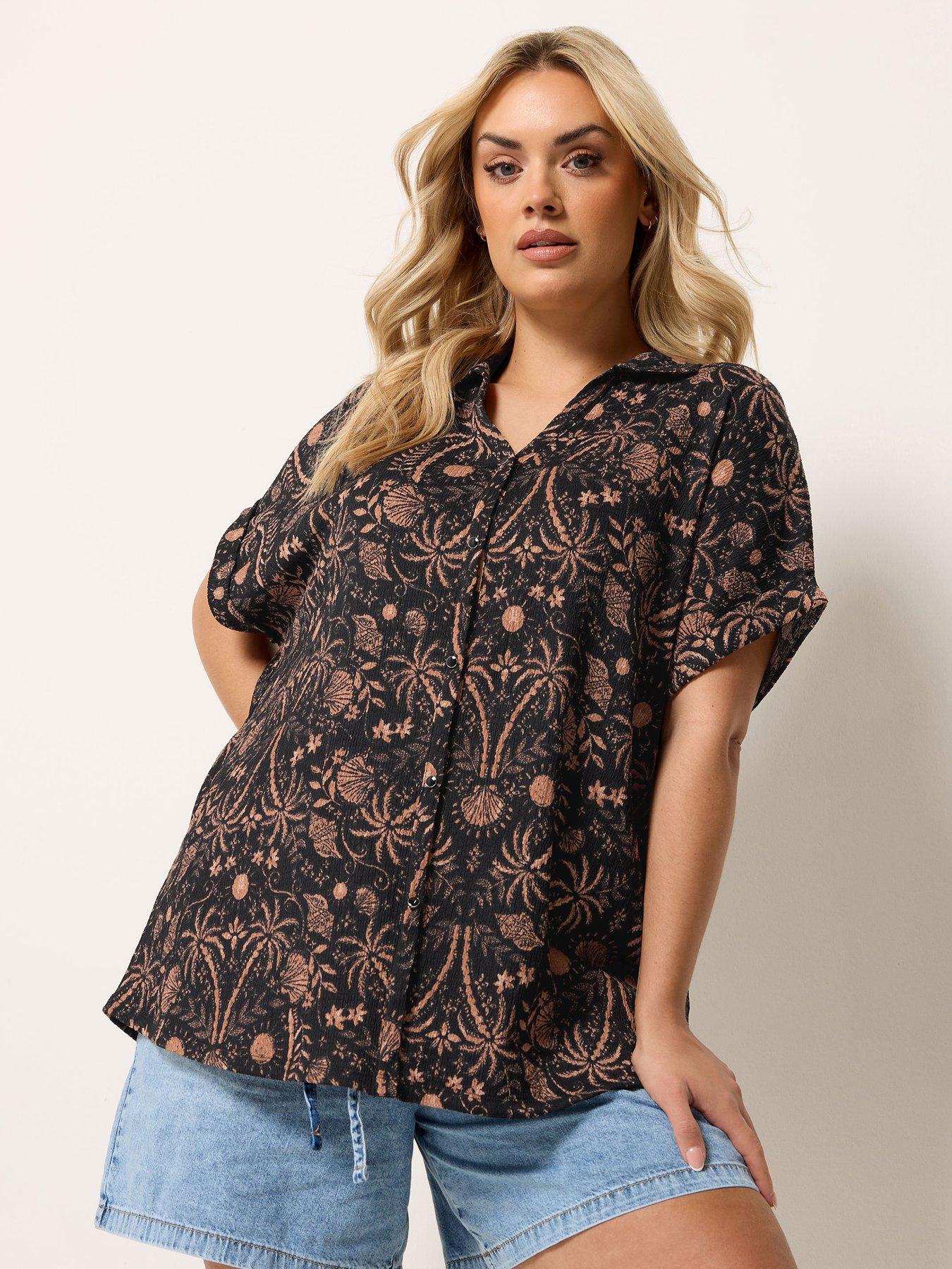 Yours Curve Grown On Boxy Shirt - Black