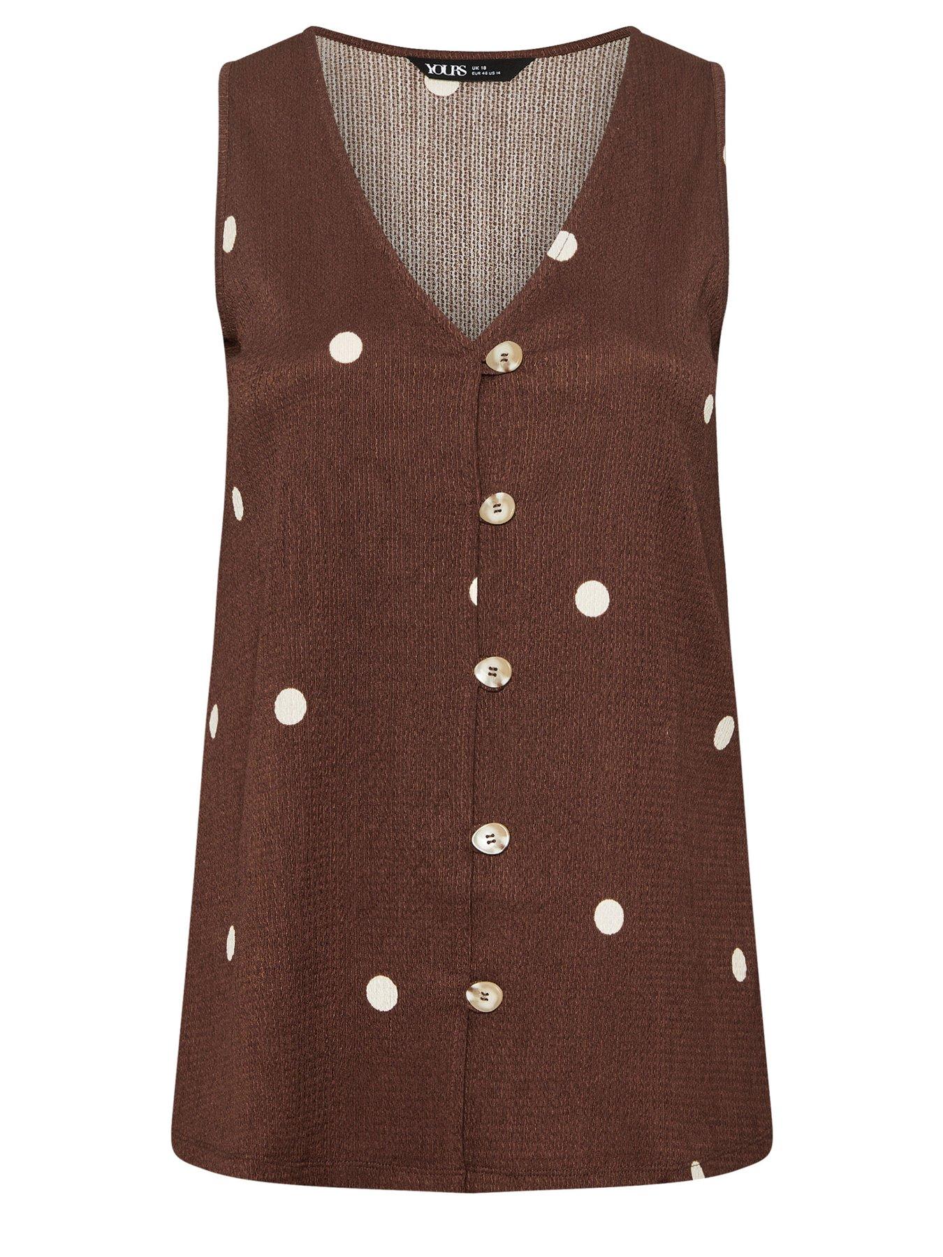 Image 5 of 5 of Yours Curve Textured Waistcoat - Brown