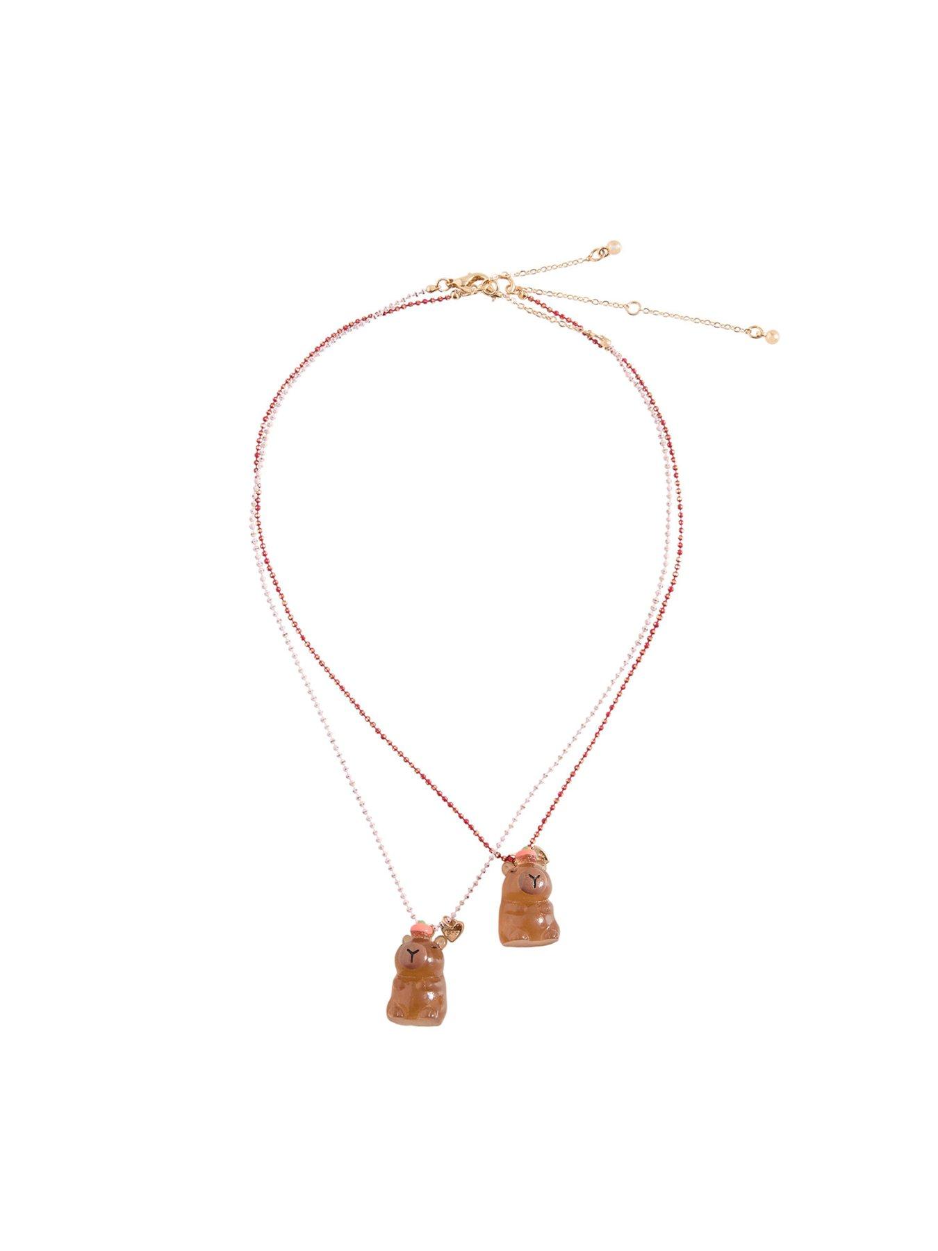 Mango Girls 2 Pack Capybara Necklaces - Brown