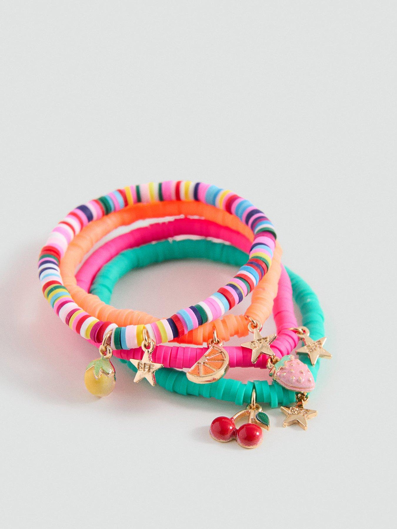 Mango Girls 4 Pack Fruit Beaded Bracelets - Pink