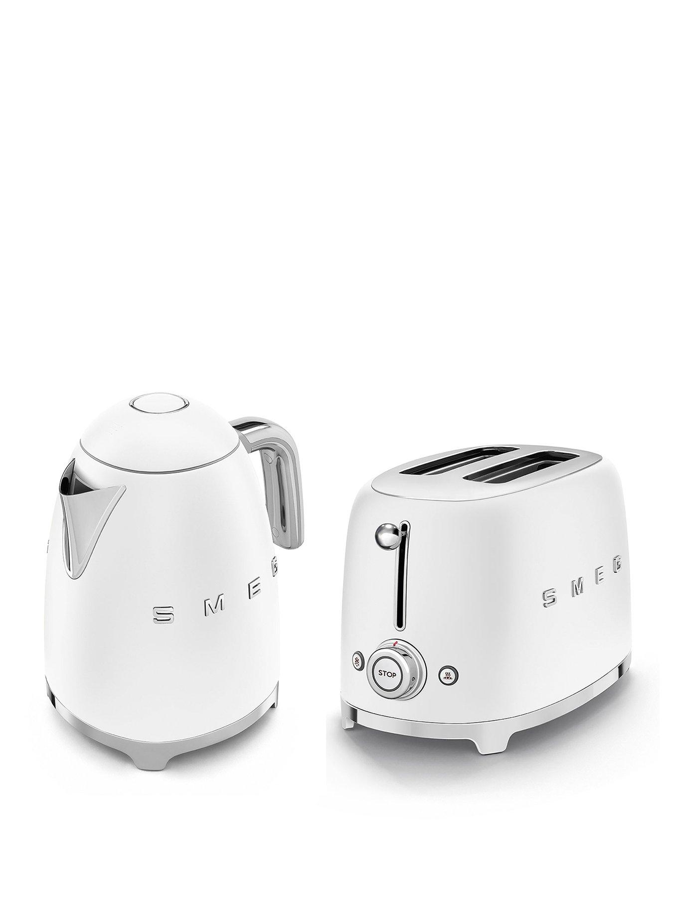 Smeg 50's Style Retro 1.7L Kettle & Multi-Functional 2-Slice Toaster, White