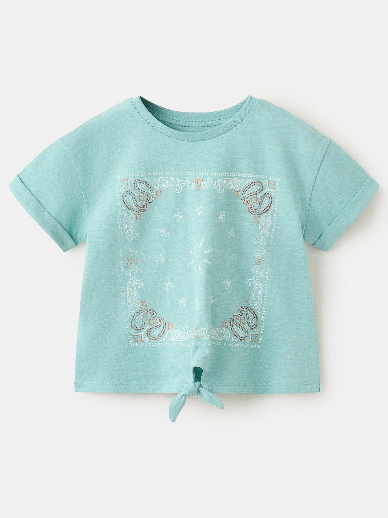Mango Younger Girls Tie Front Short Sleeve T-shirt - Green