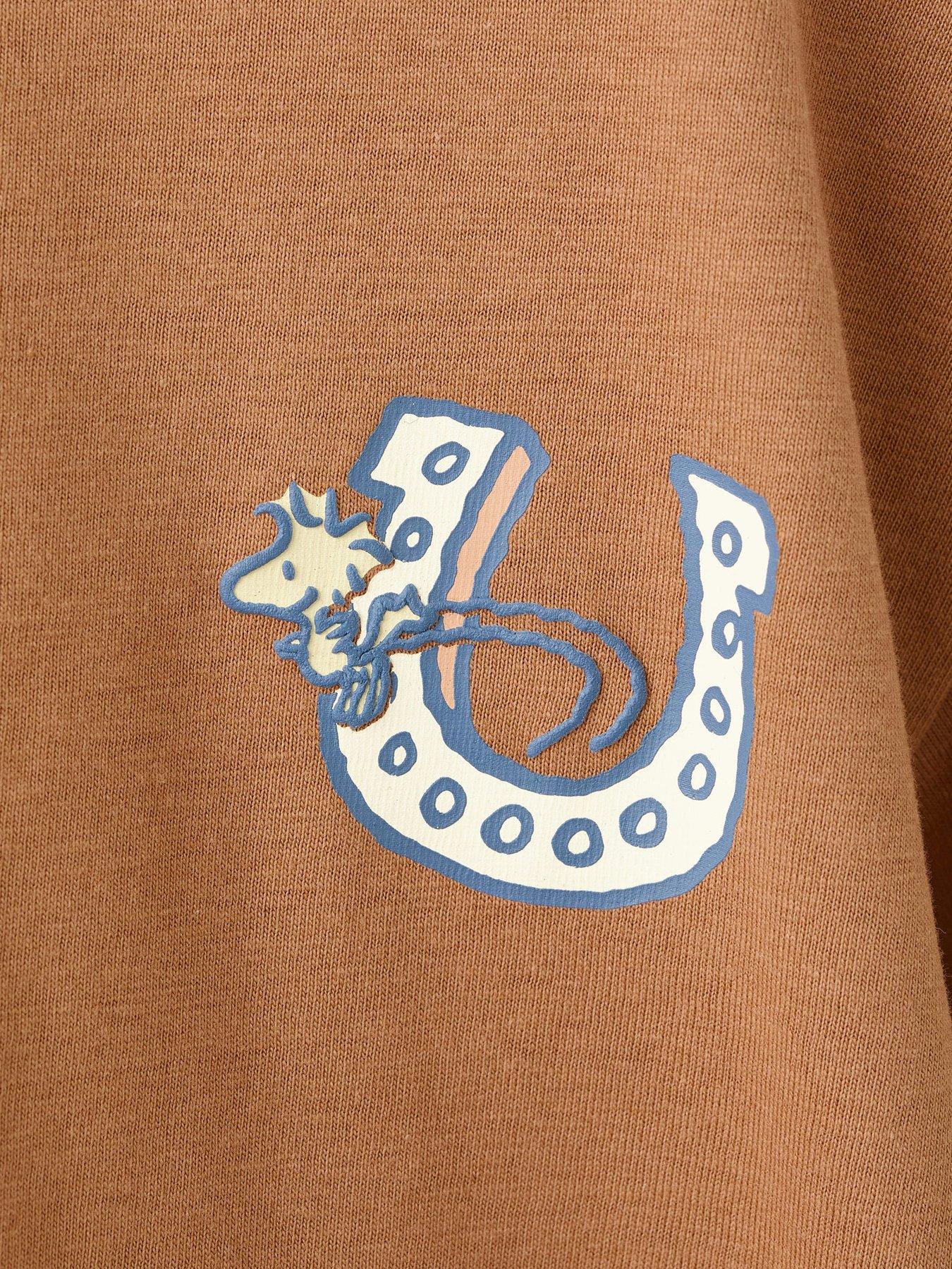 Image 5 of 5 of Mango Younger Boys Cowboy Snoopy Back Print Short Sleeve T-shirt - Brown