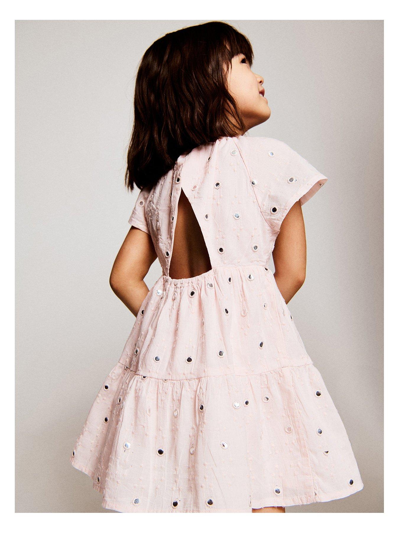 Image 2 of 3 of Mango Younger Girls Mirror Tiered Dress - Light Pink
