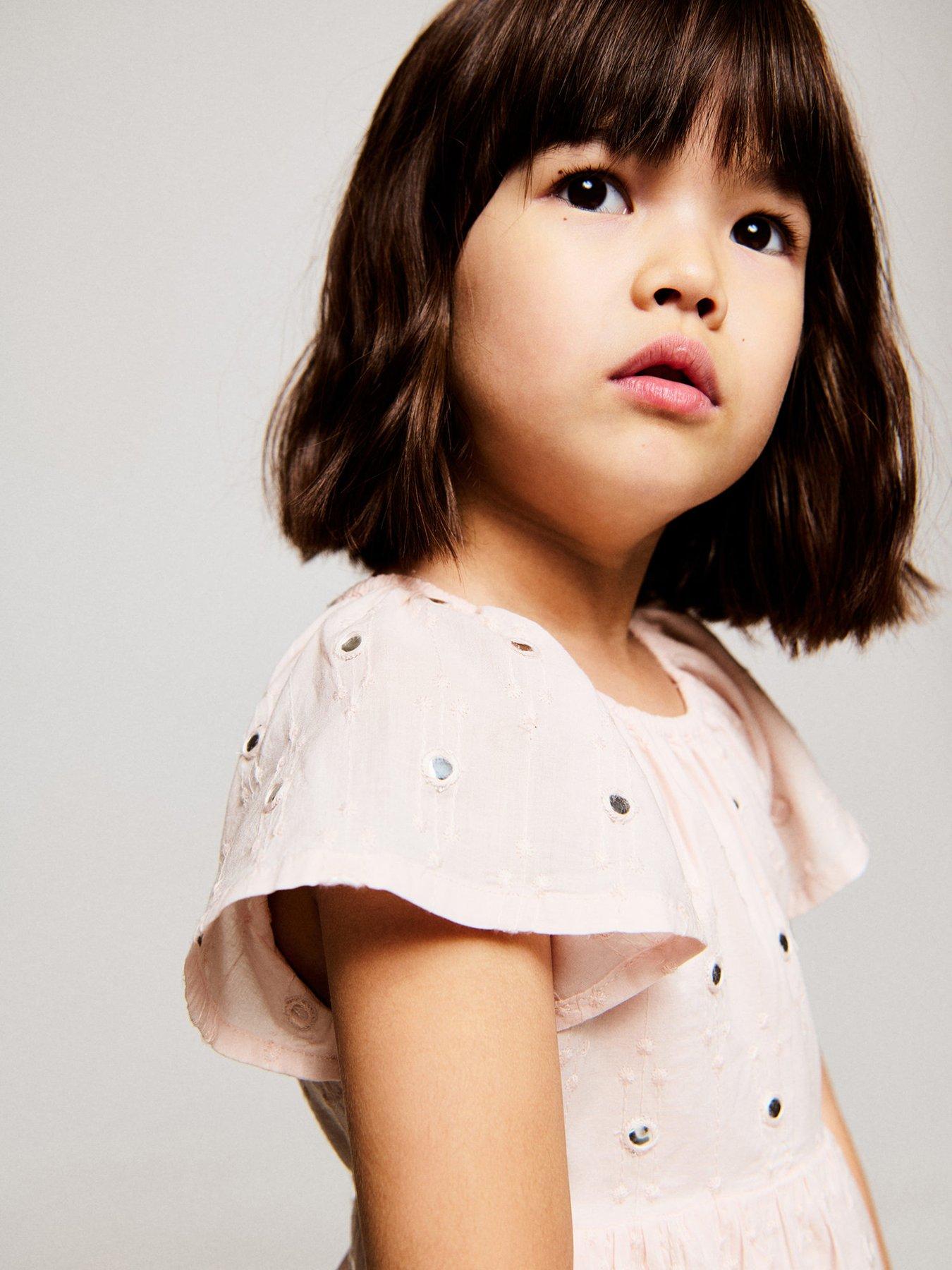 Image 3 of 3 of Mango Younger Girls Mirror Tiered Dress - Light Pink