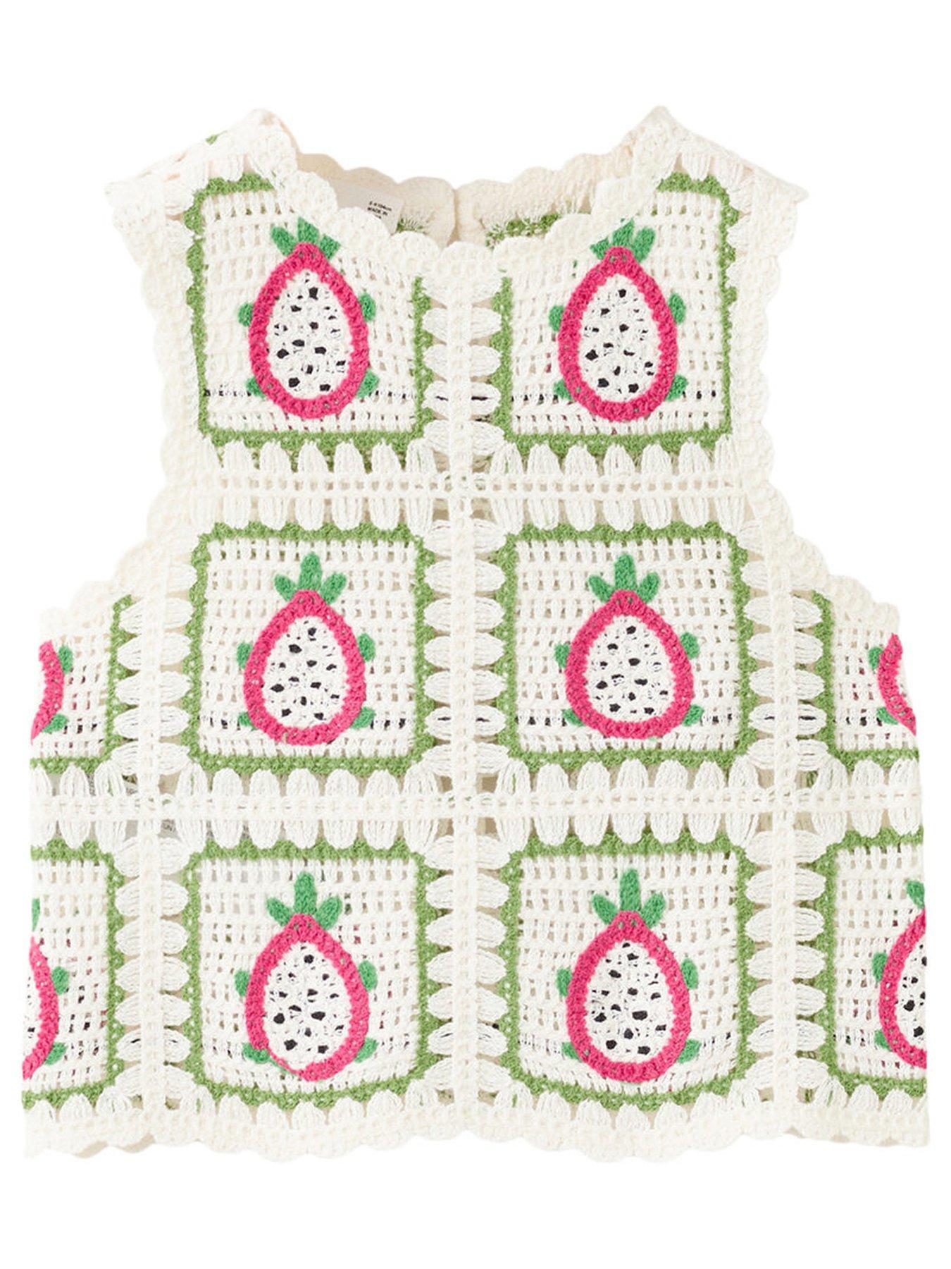 Mango Younger Girls Crochet Vest Top - Light Cream