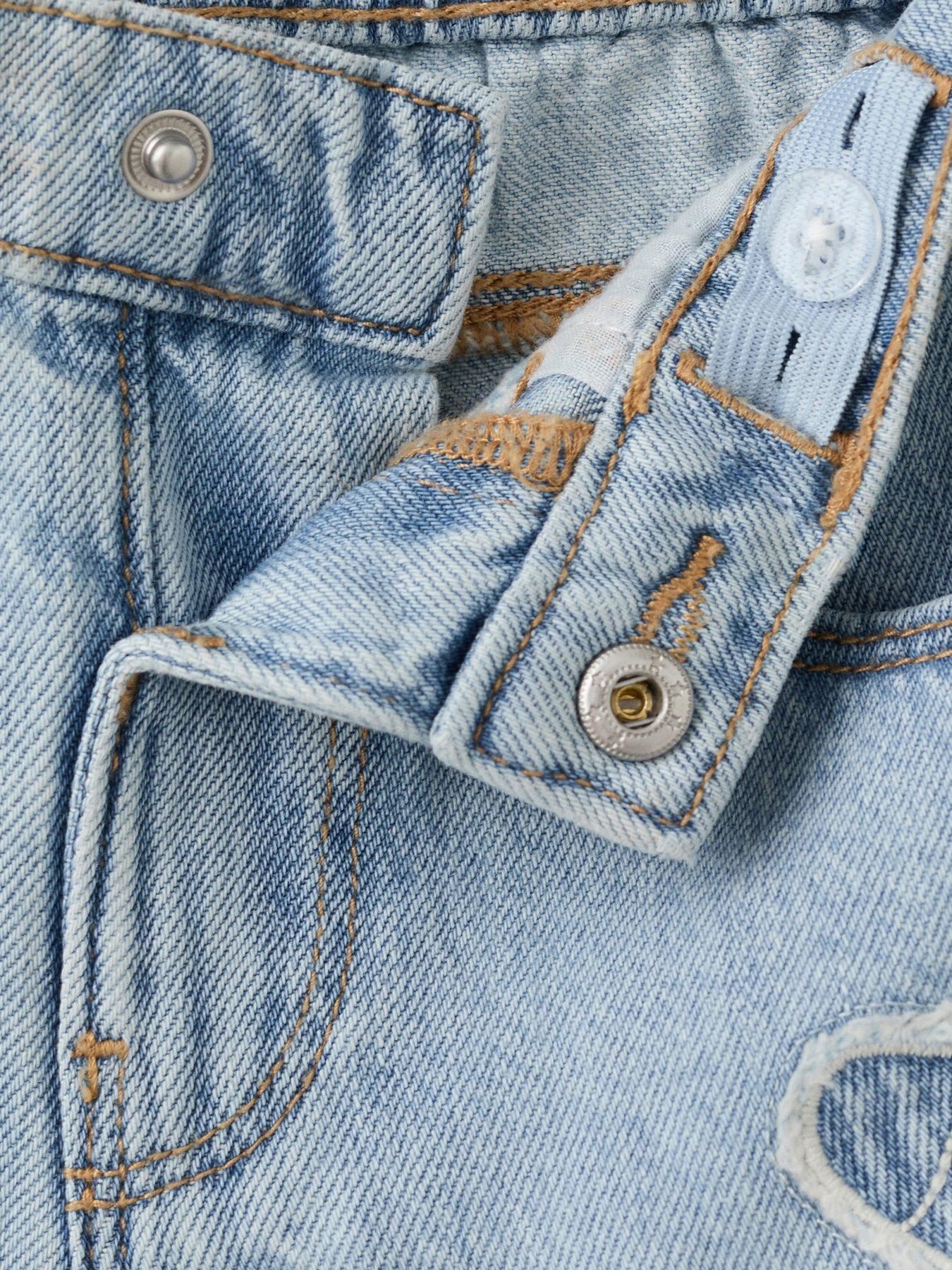 Image 3 of 4 of Mango Younger Girls Butterfly Denim Shorts - Blue