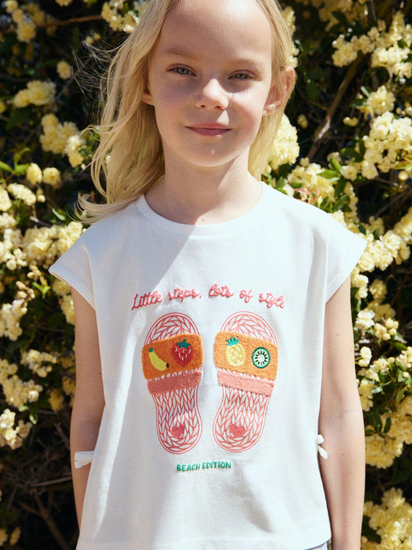 Mango Younger Girls Sandals Short Sleeve T-shirt - Light Cream