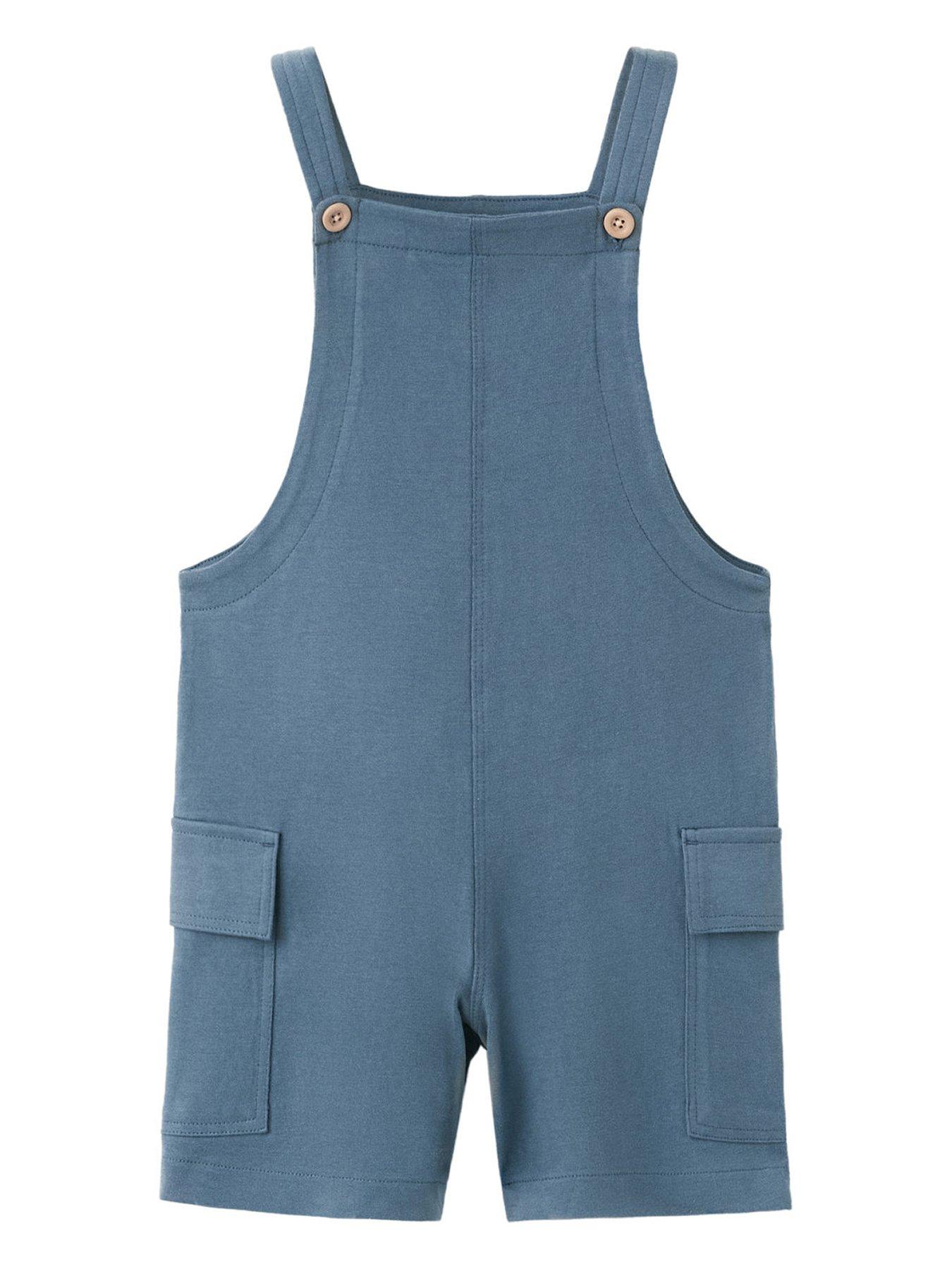 Mango Younger Boys Jersey Shorty Dungarees - Blue