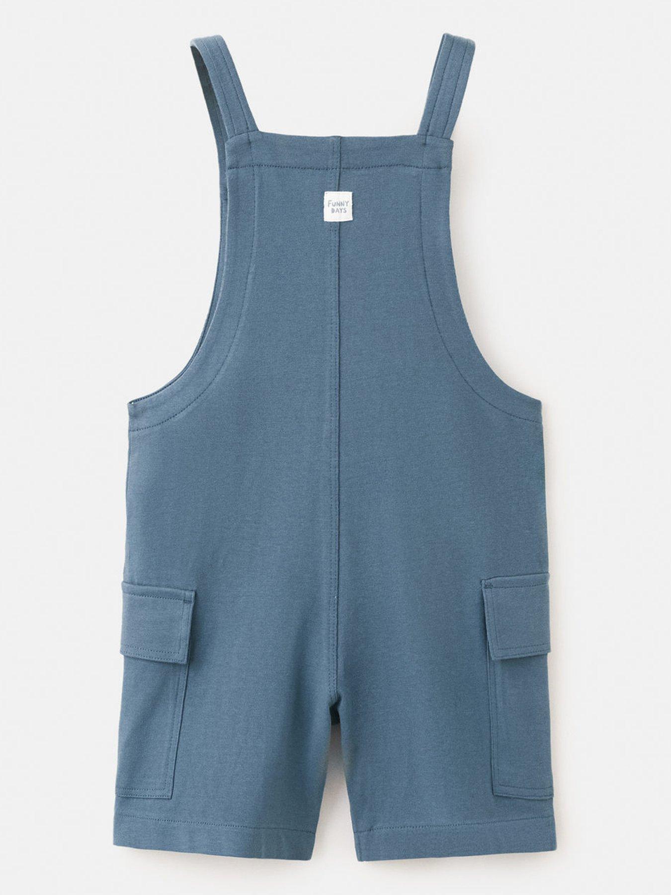 Image 2 of 4 of Mango Younger Boys Jersey Shorty Dungarees - Blue