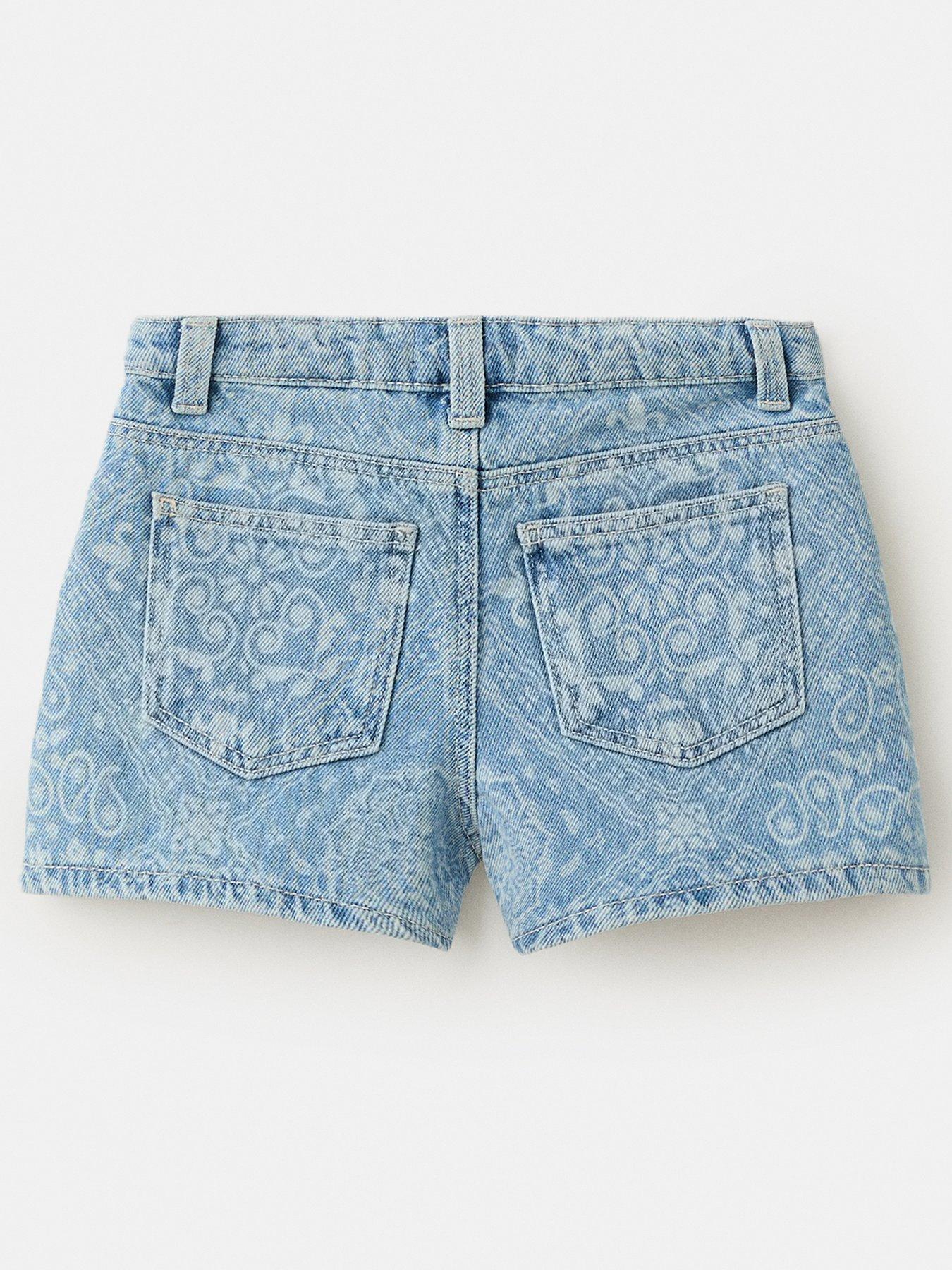 Image 2 of 4 of Mango Younger Girls Printed Denim Shorts - Blue