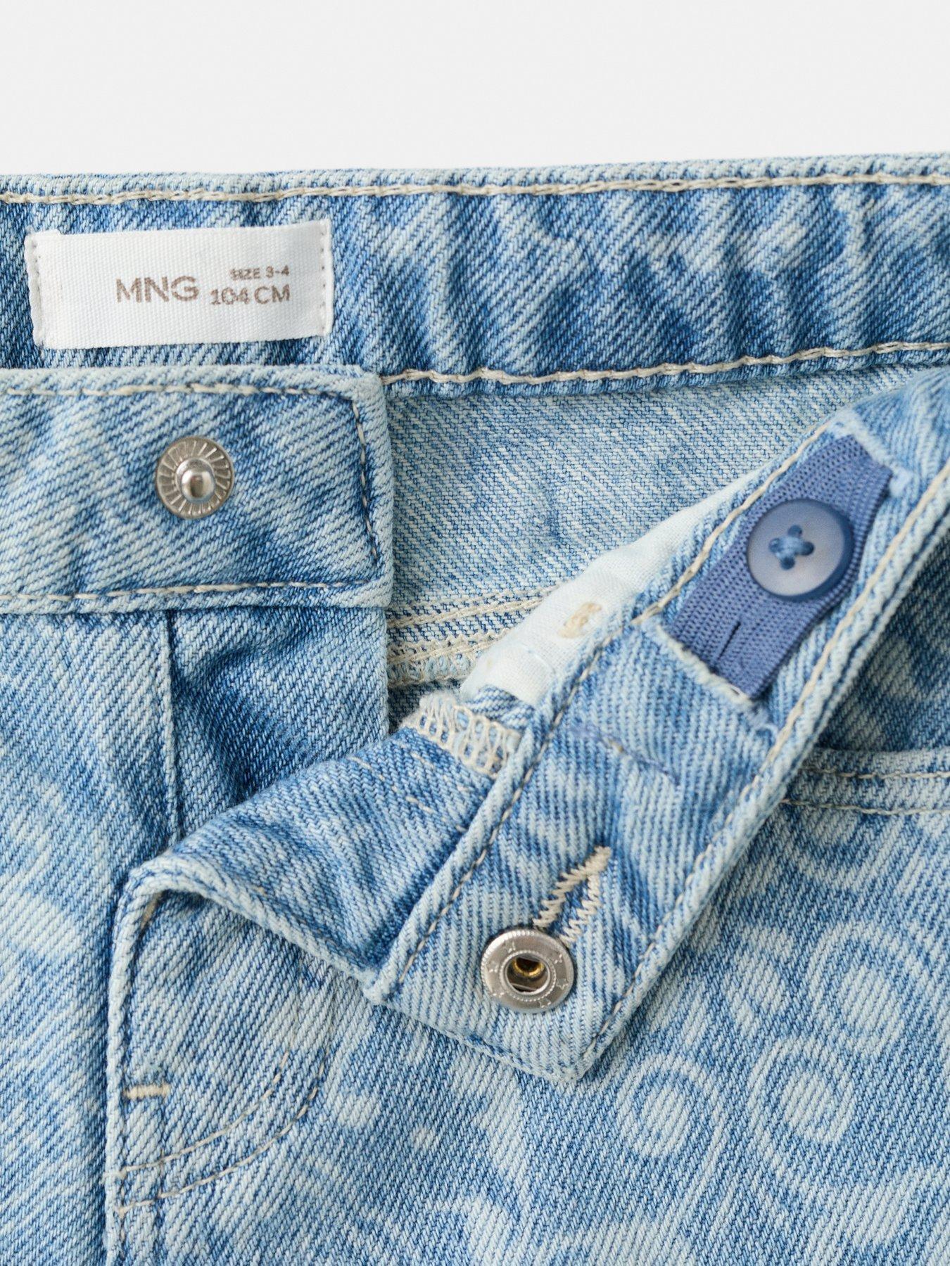 Image 3 of 4 of Mango Younger Girls Printed Denim Shorts - Blue