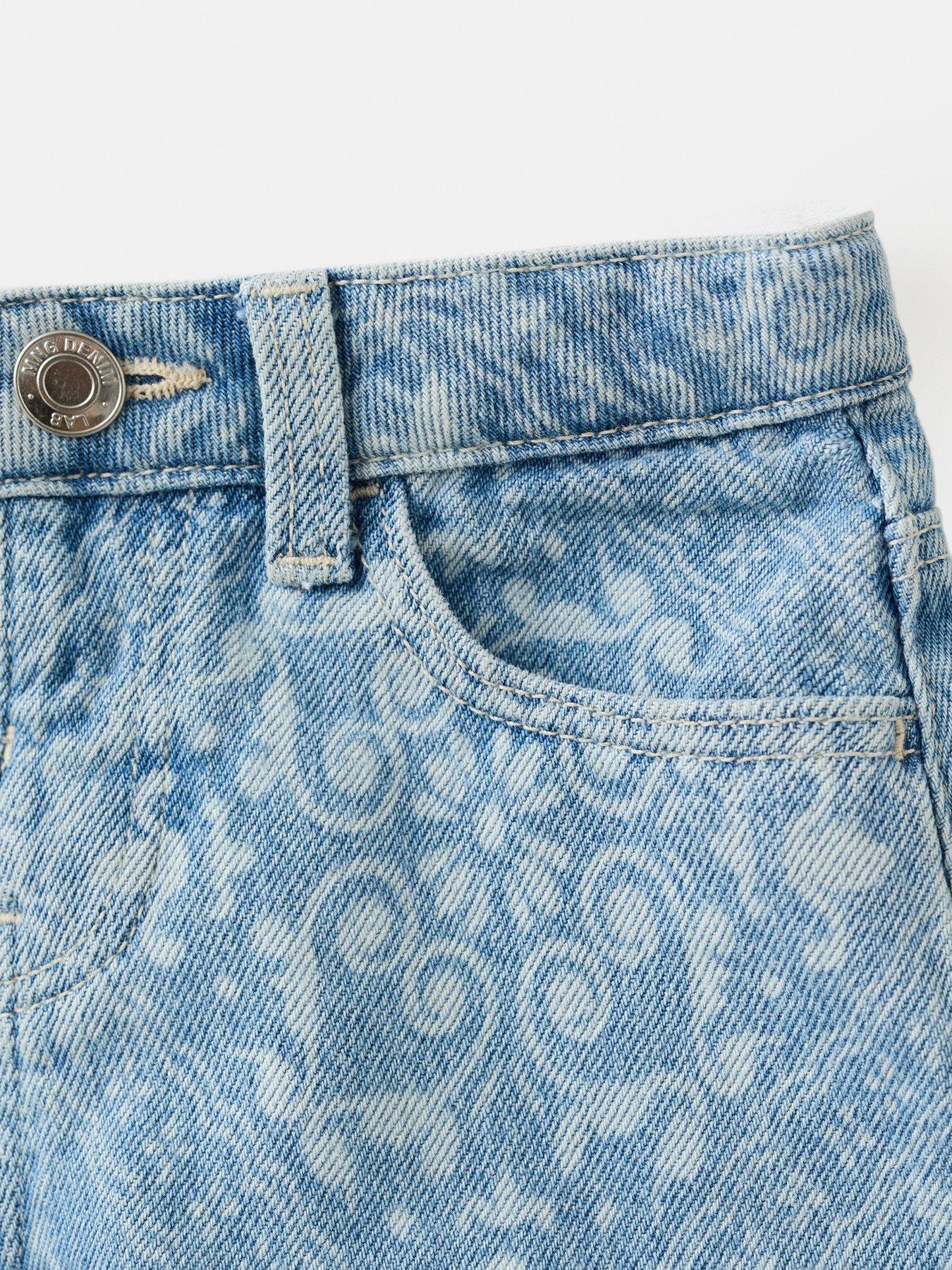 Image 4 of 4 of Mango Younger Girls Printed Denim Shorts - Blue