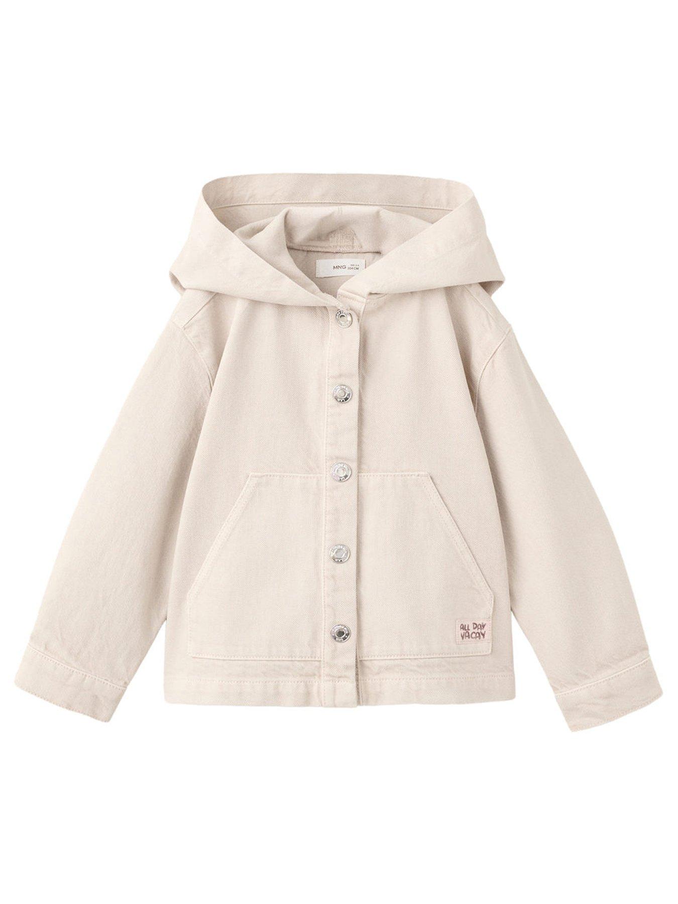 Image 1 of 4 of Mango Younger Boys Hooded Denim Jacket - Beige